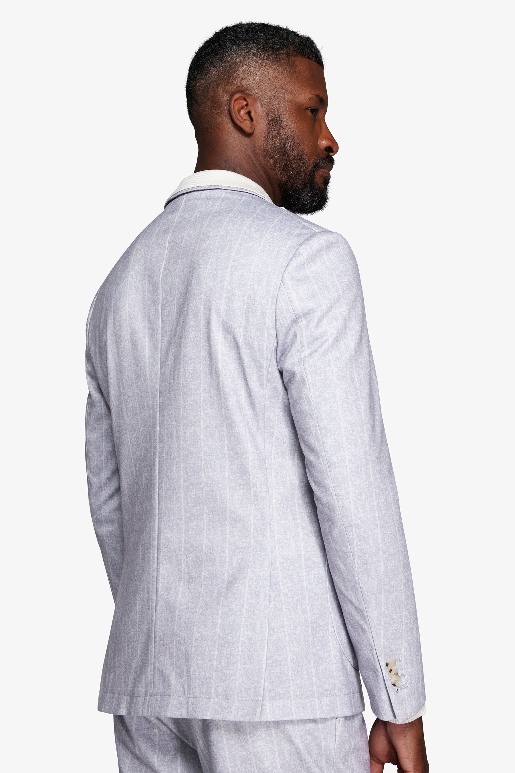 Giacca gessata celeste