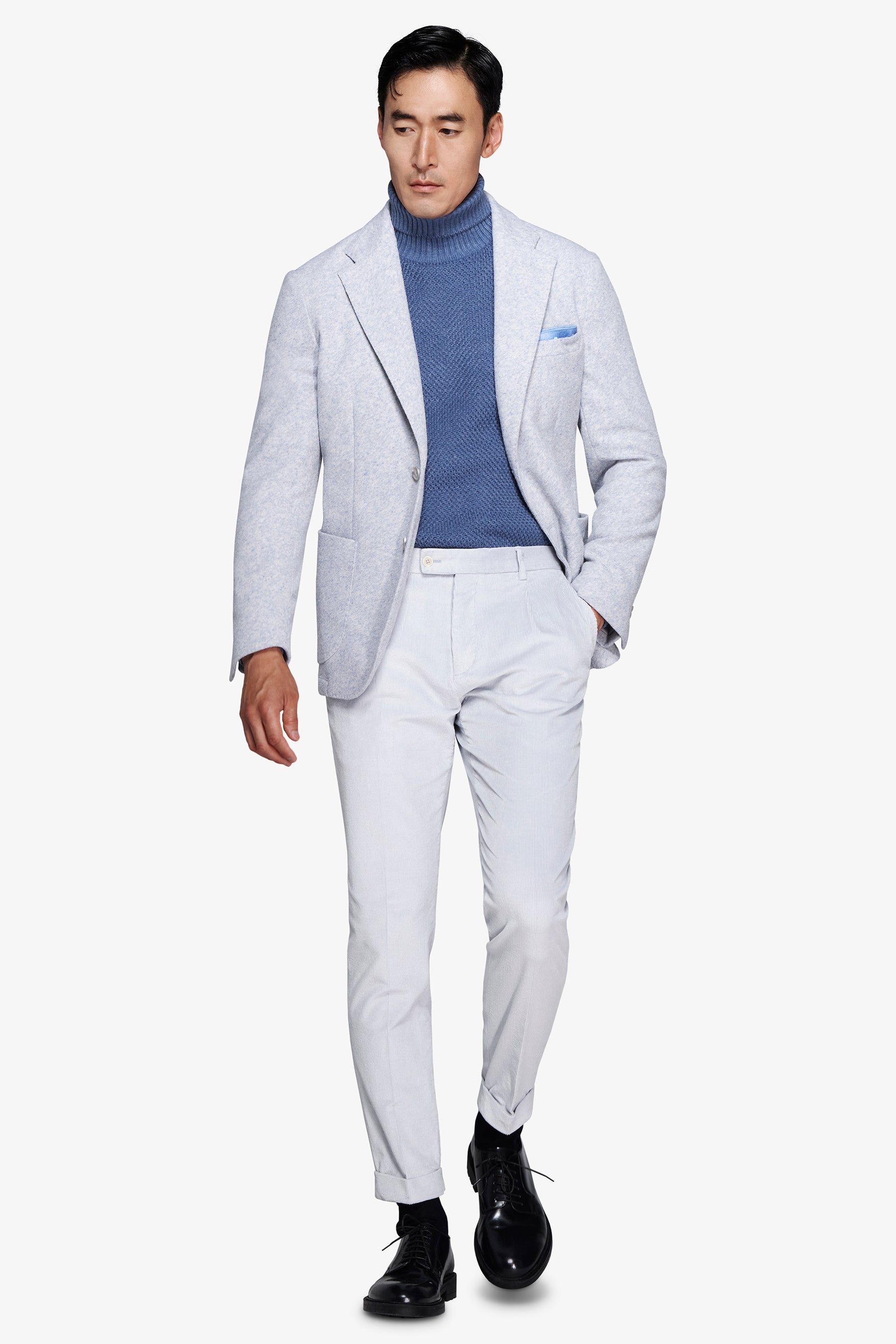 Veste en jersey chiné bleu clair