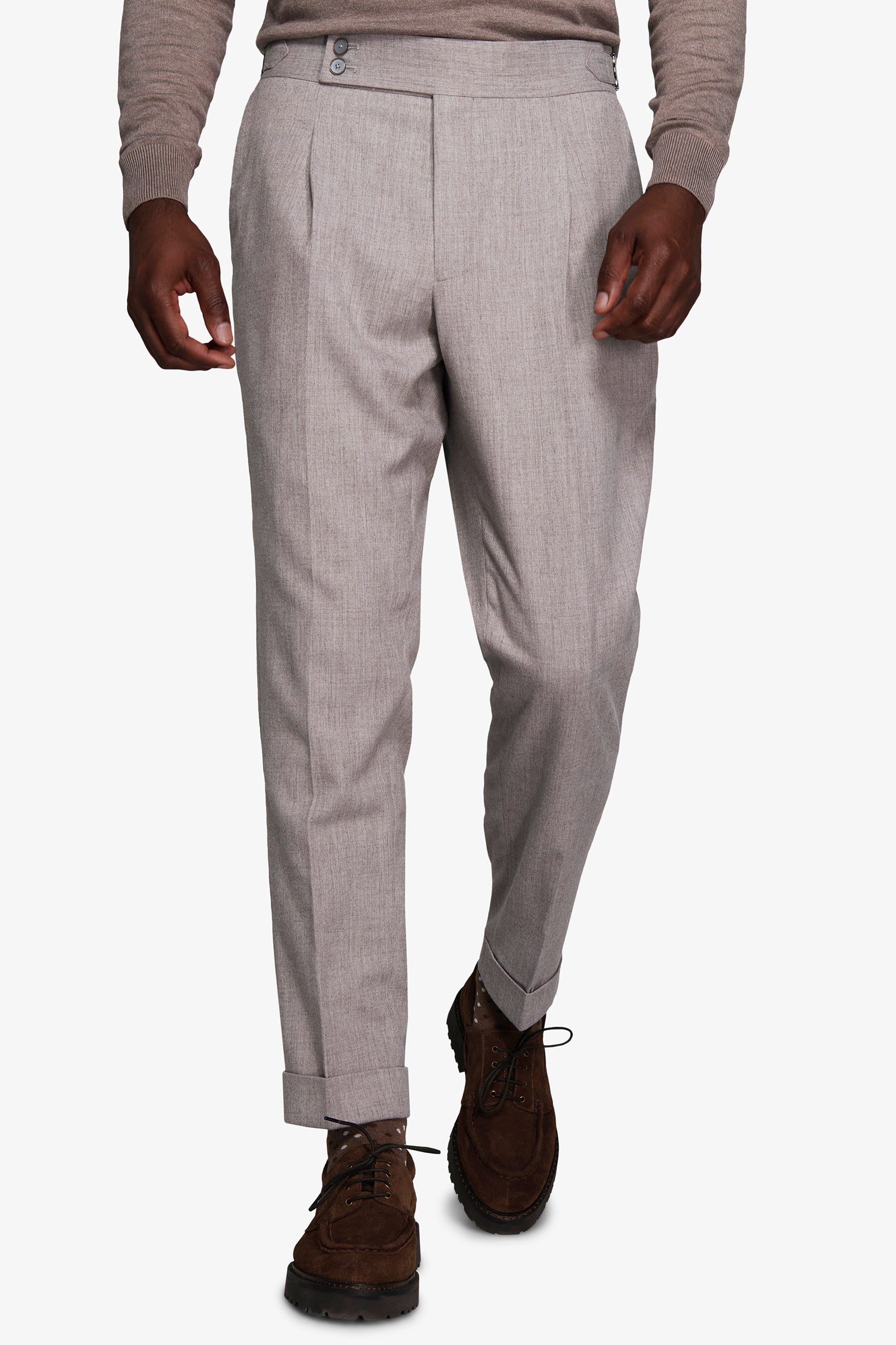 Pantaloni effetto flanella tortora-Dan John