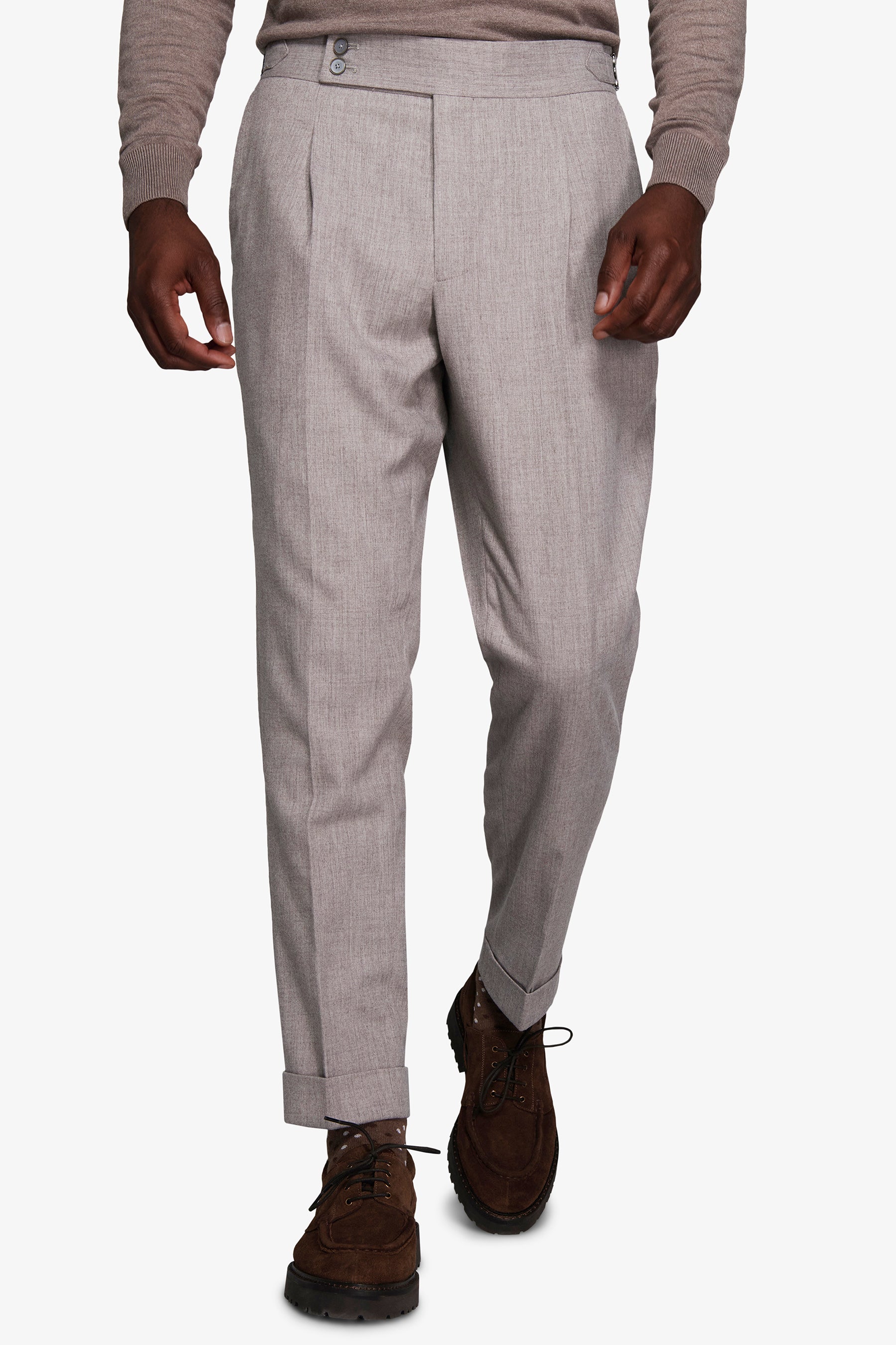 Pantalon effet flanelle gris souris