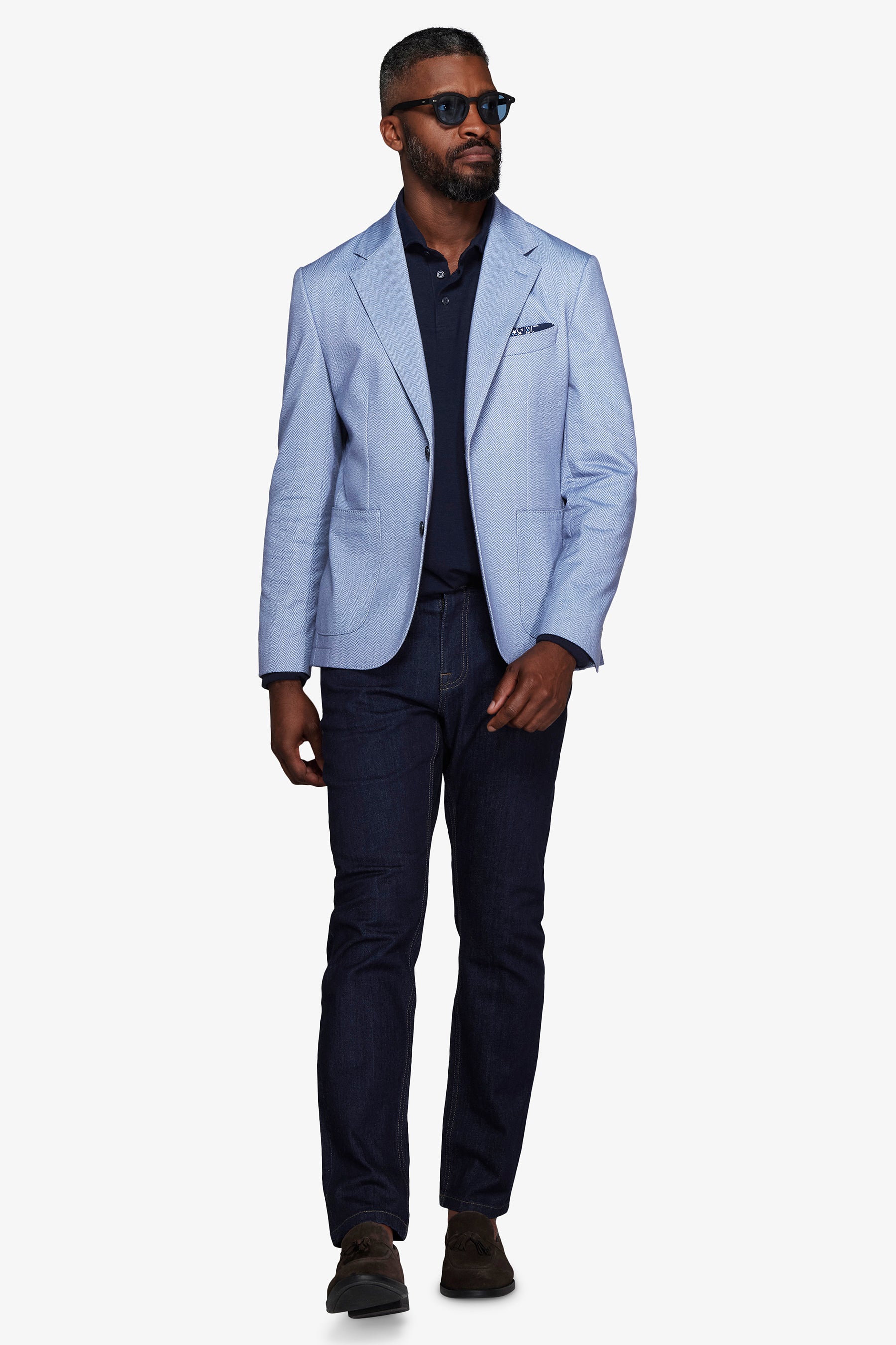 Light blue Herringbone jersey blazer
