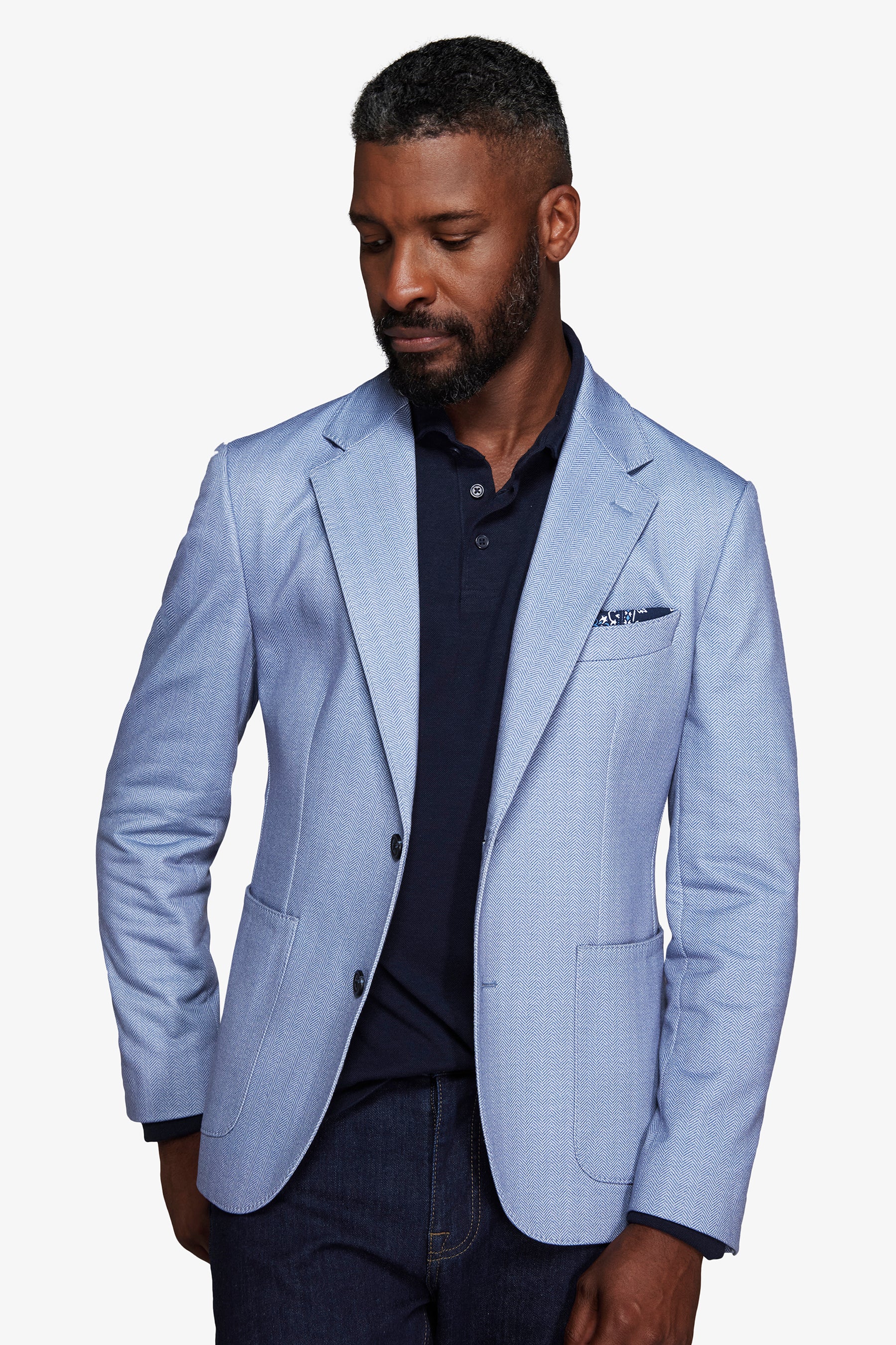 Light blue Herringbone jersey blazer