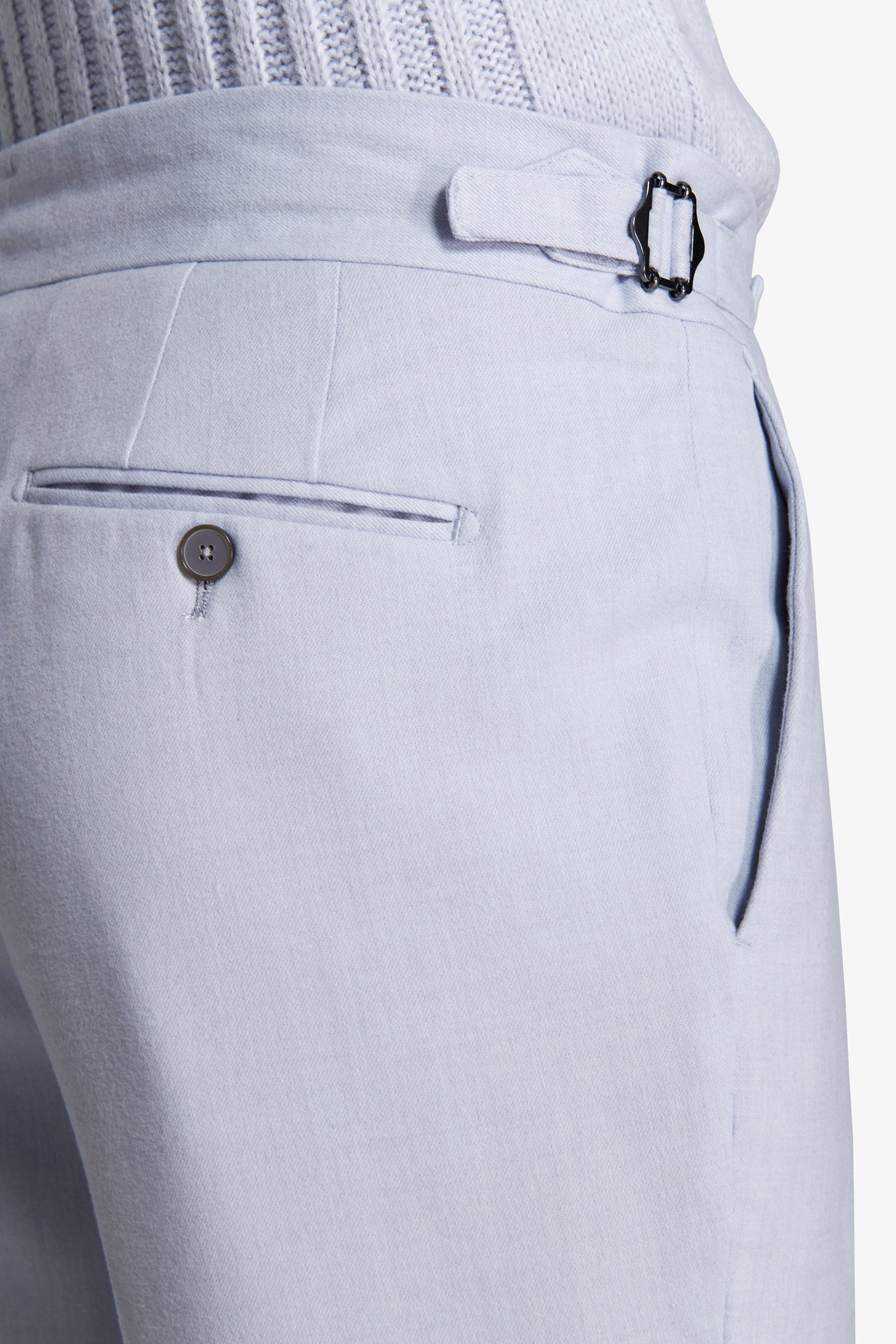 Pantaloni effetto flanella celeste