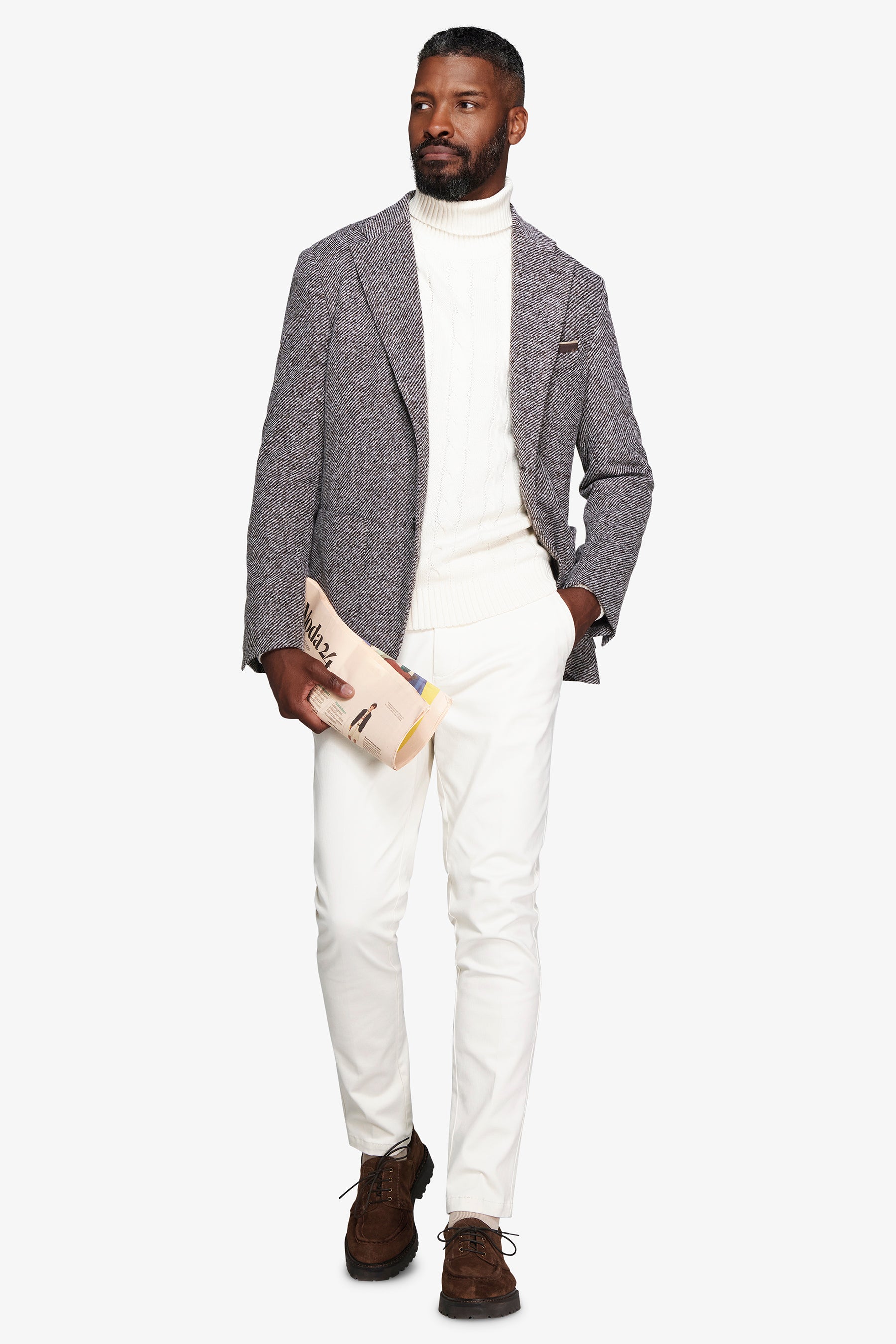 Veste en jersey motif diagonal gris souris