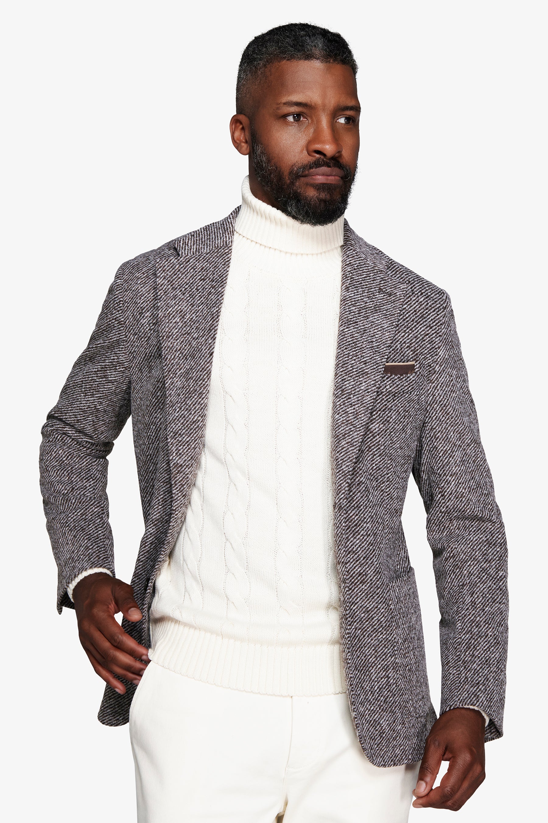 Veste en jersey motif diagonal gris souris