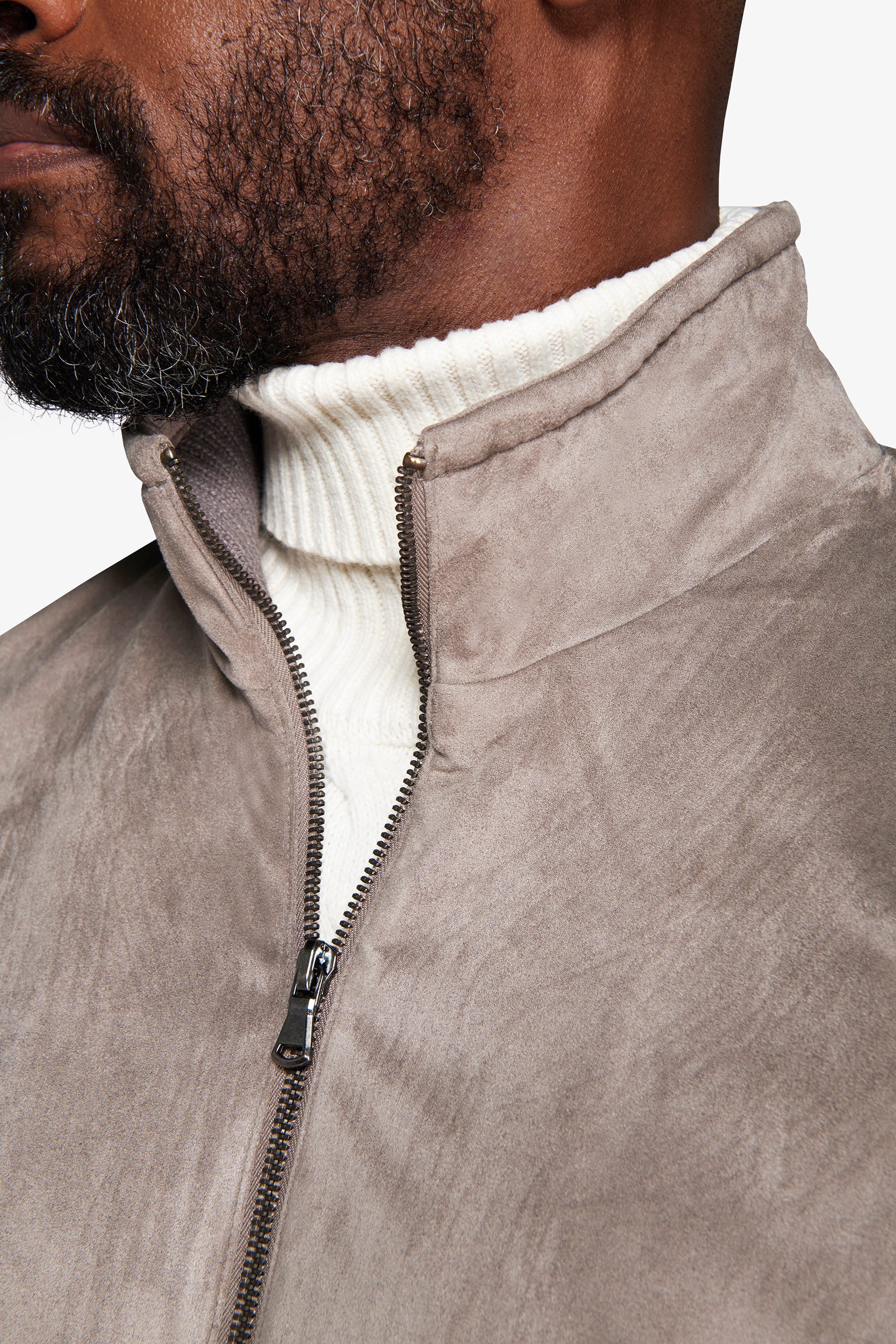 Bomber in maglia bimaterico tortora-Dan John