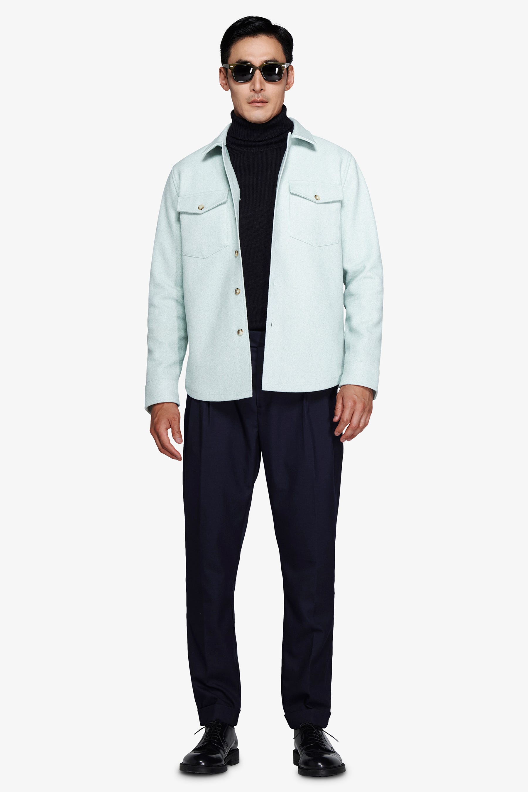 Overshirt effetto flanella verde acqua-Dan John