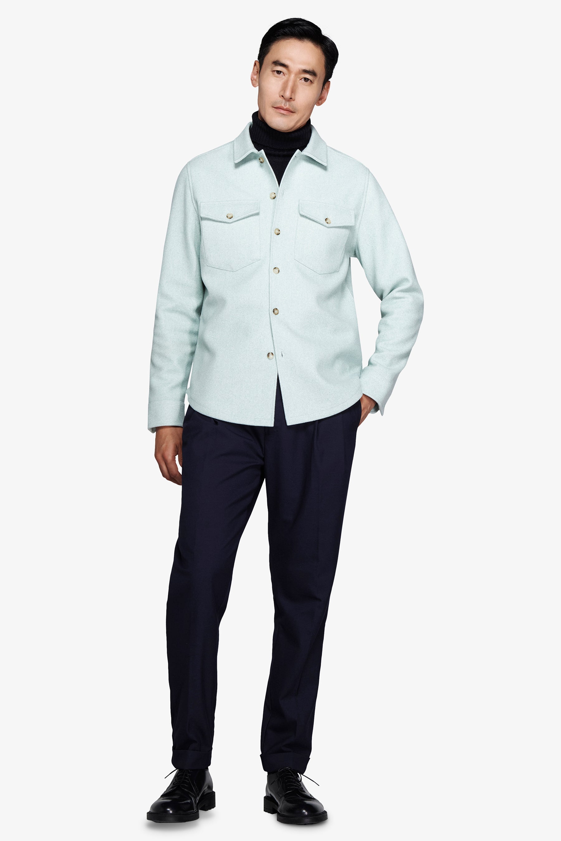 Surchemise vert d'eau effet flanelle