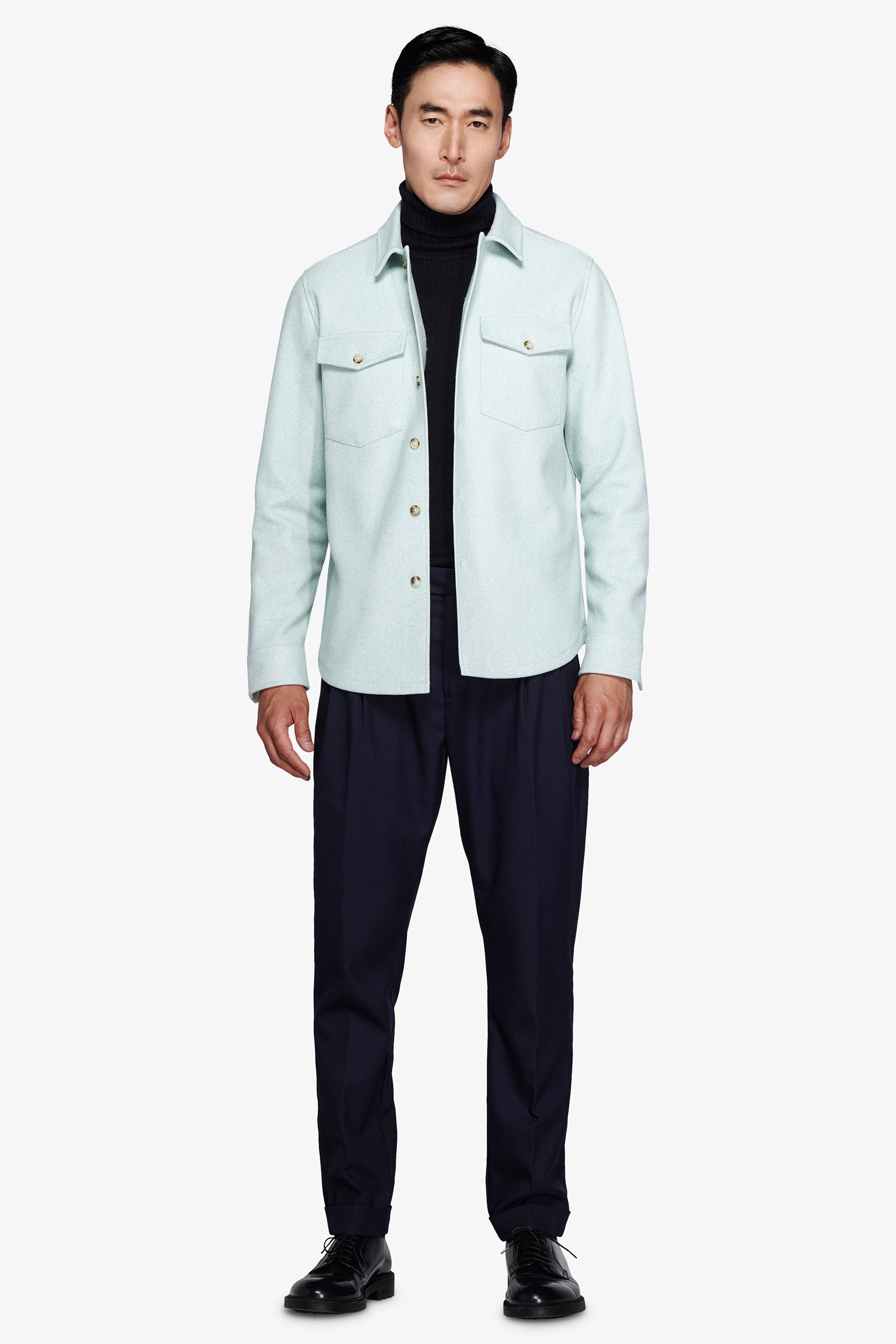 Surchemise vert d'eau effet flanelle