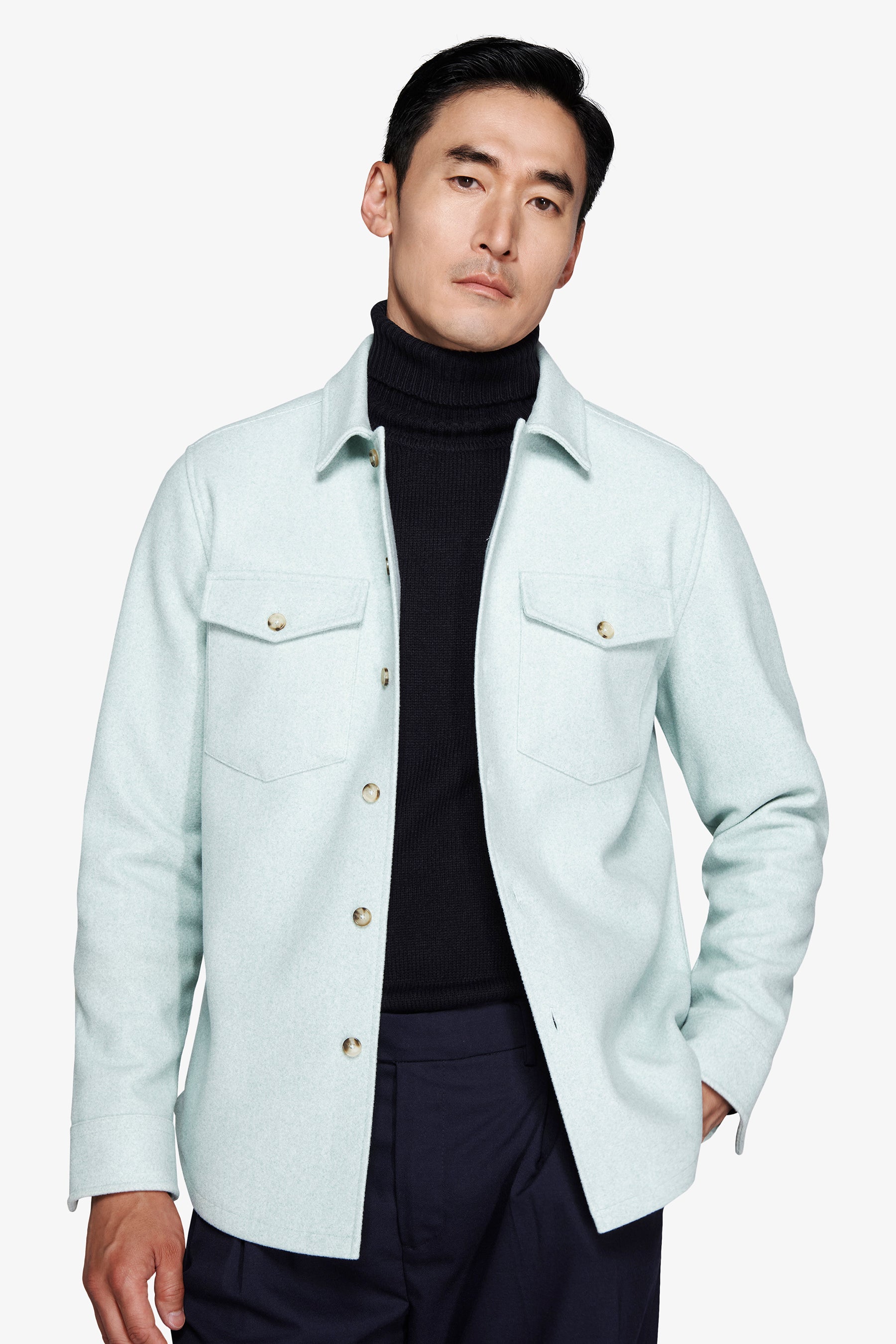 Surchemise vert d'eau effet flanelle