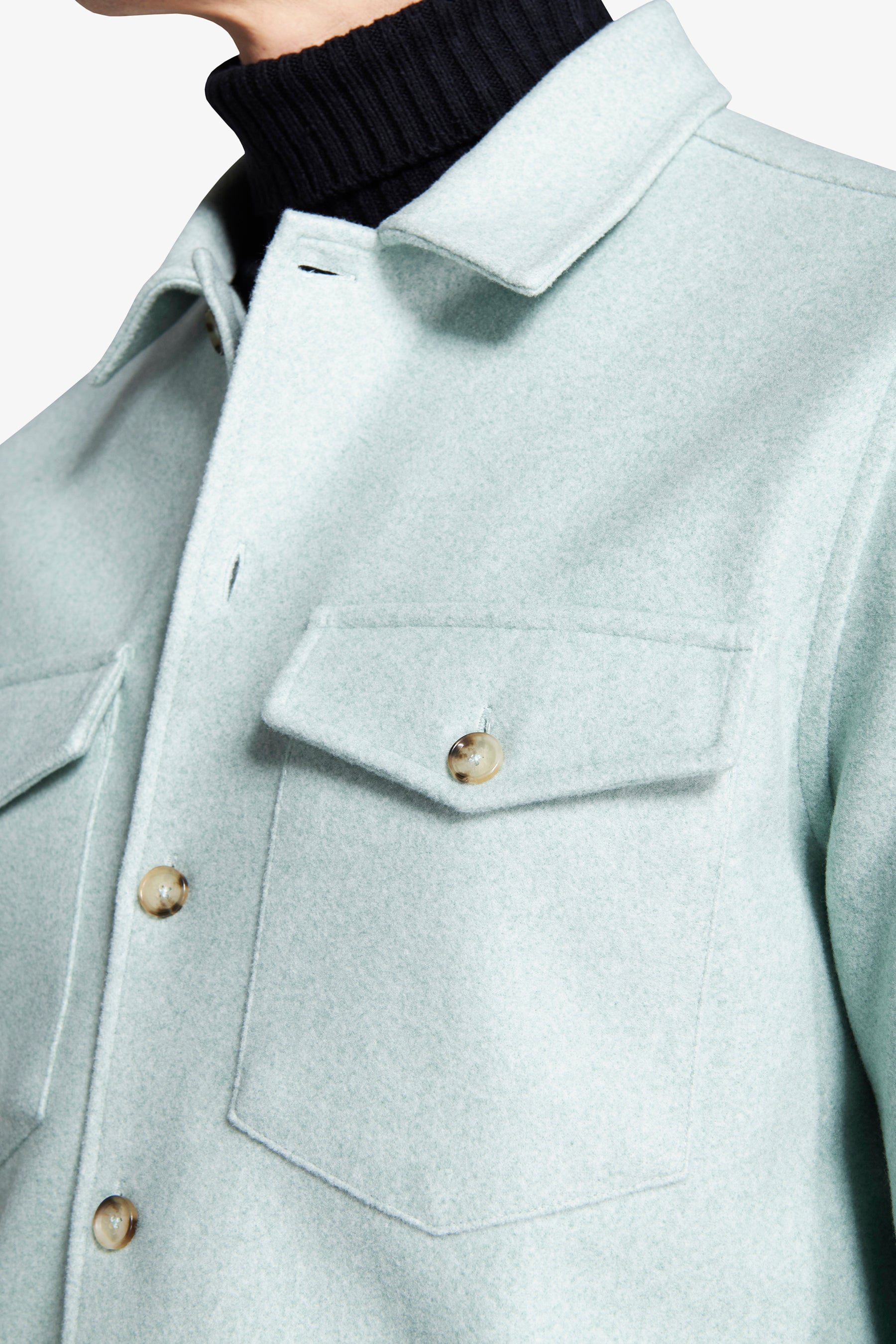 Surchemise vert d'eau effet flanelle