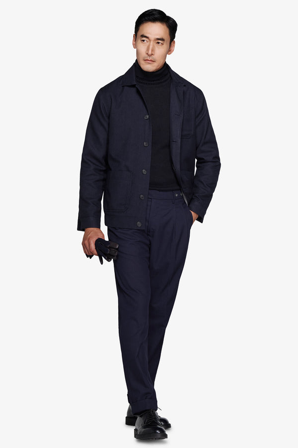 Giubbotto corto Herringbone blu-Dan John