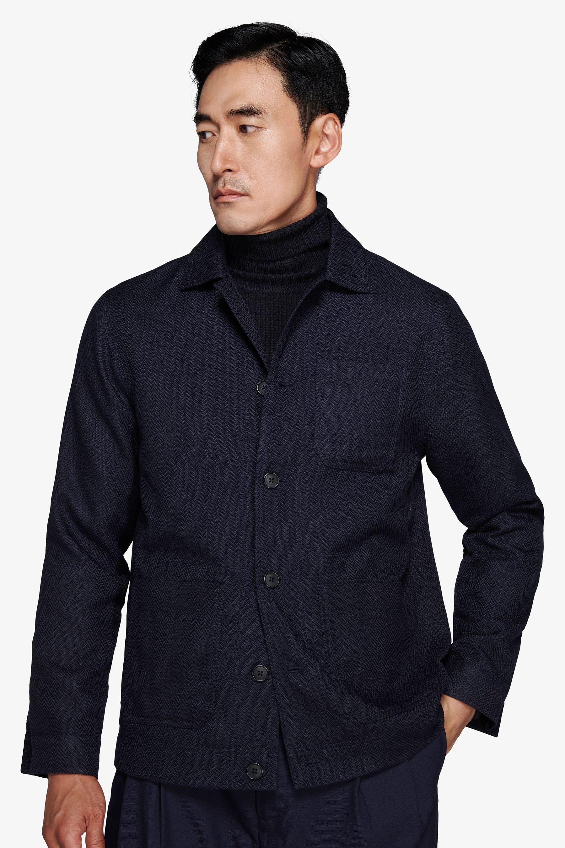 Giubbotto corto Herringbone blu-Dan John