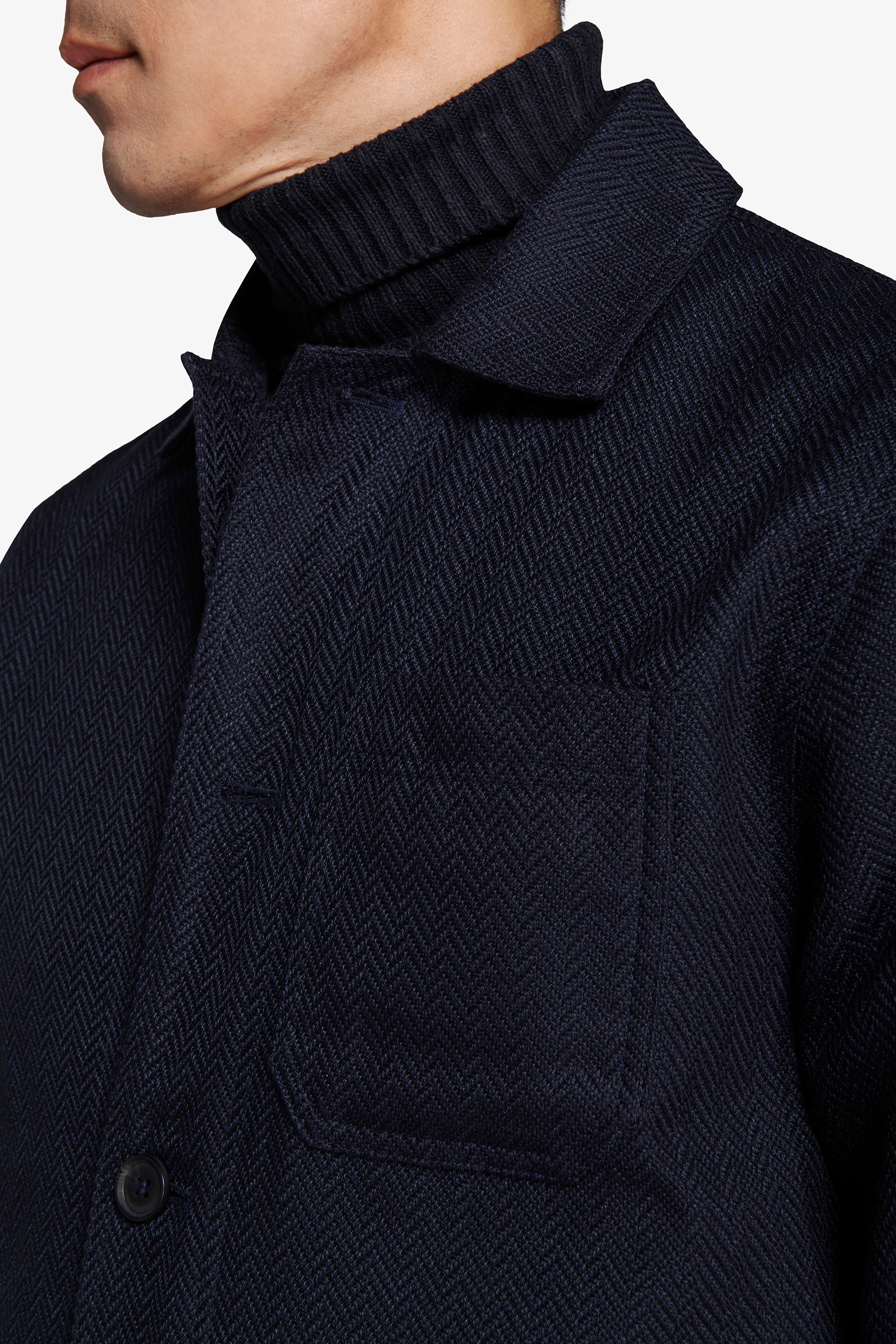 Giubbotto corto Herringbone blu-Dan John
