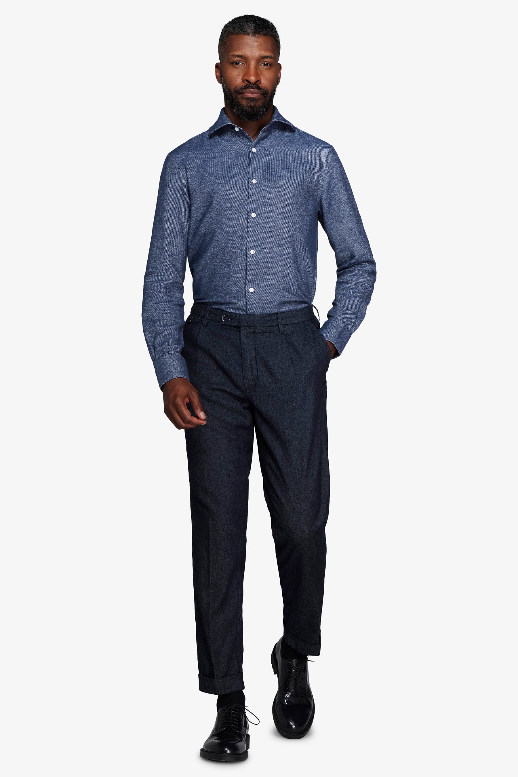 Pantaloni effetto denim blu