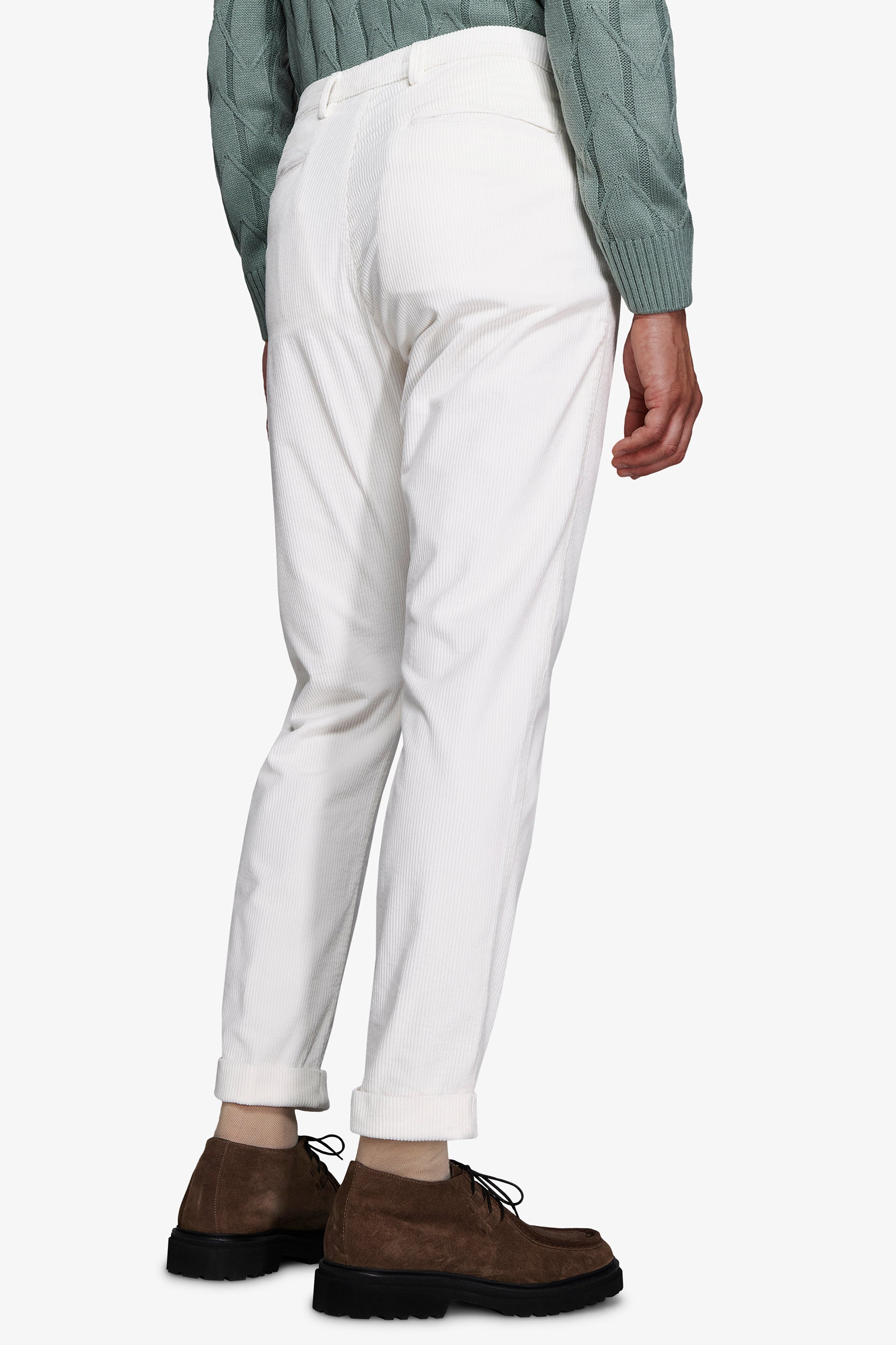 Pantalon en velours côtelé crème milleraies