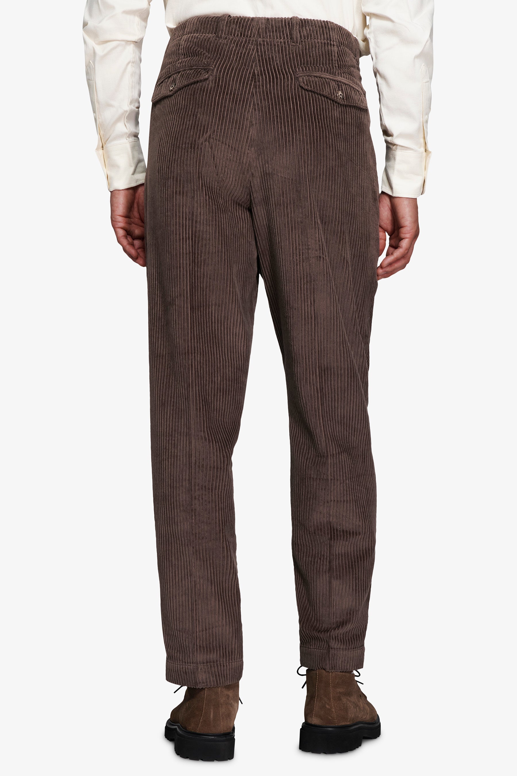 DNJ Taupe wide rib corduroy trousers