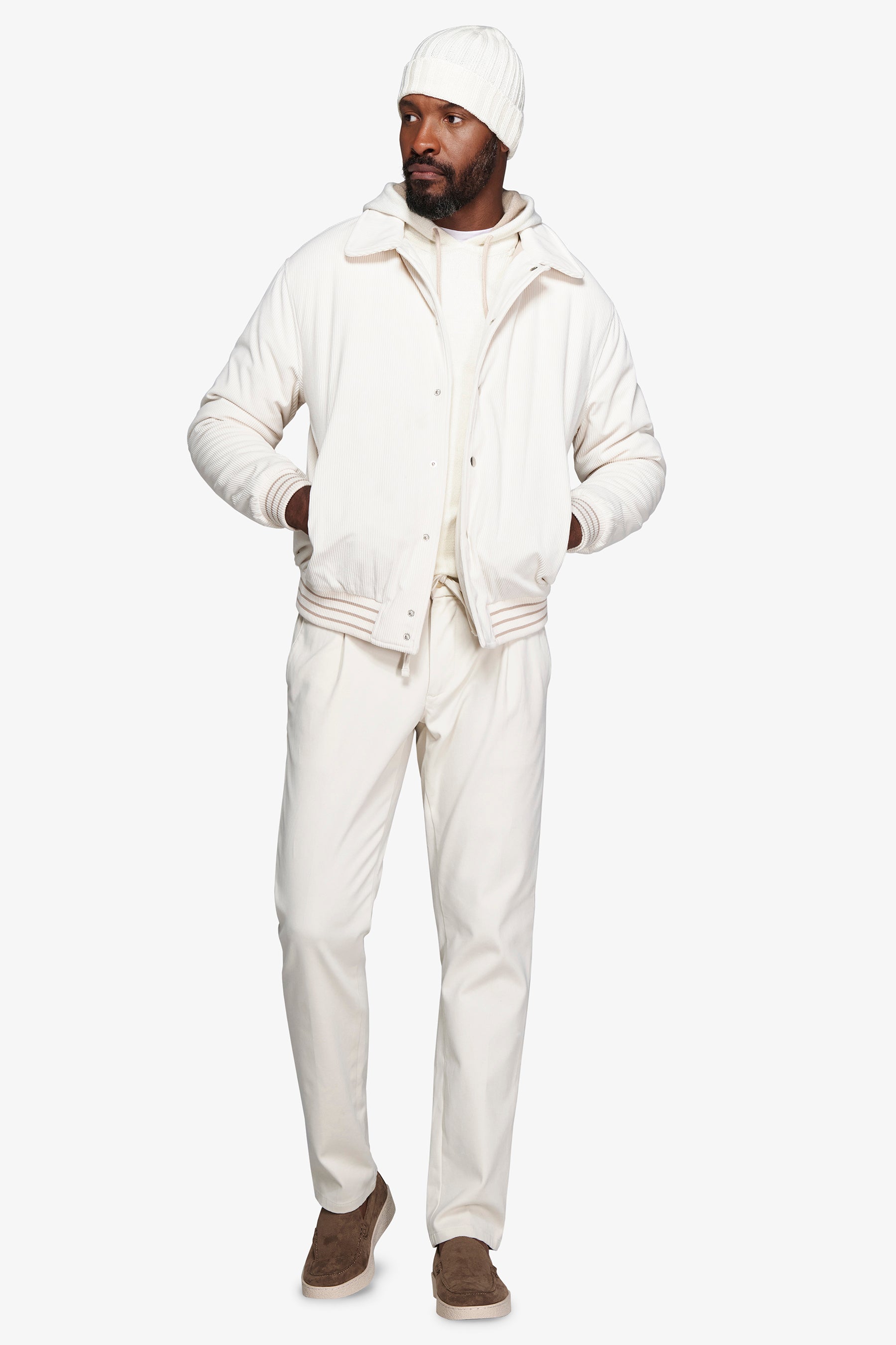 DNJ Cream corduroy bomber jacket