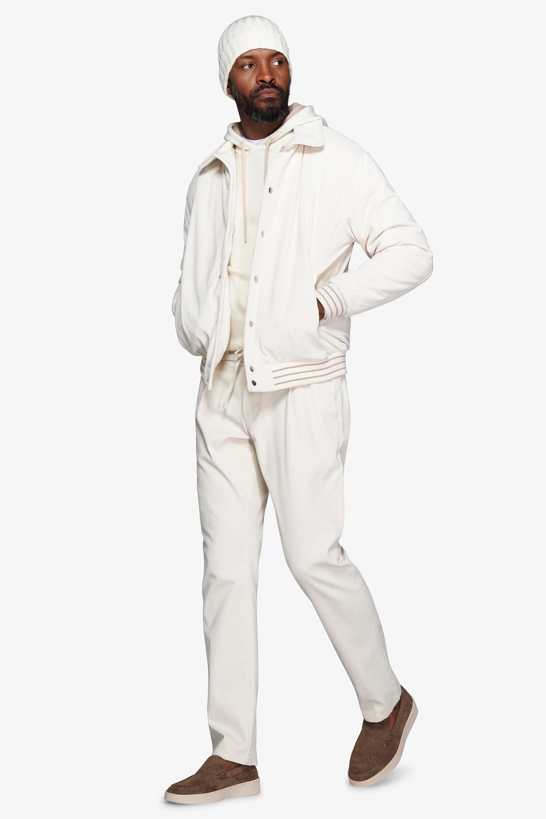 DNJ Cream corduroy bomber jacket