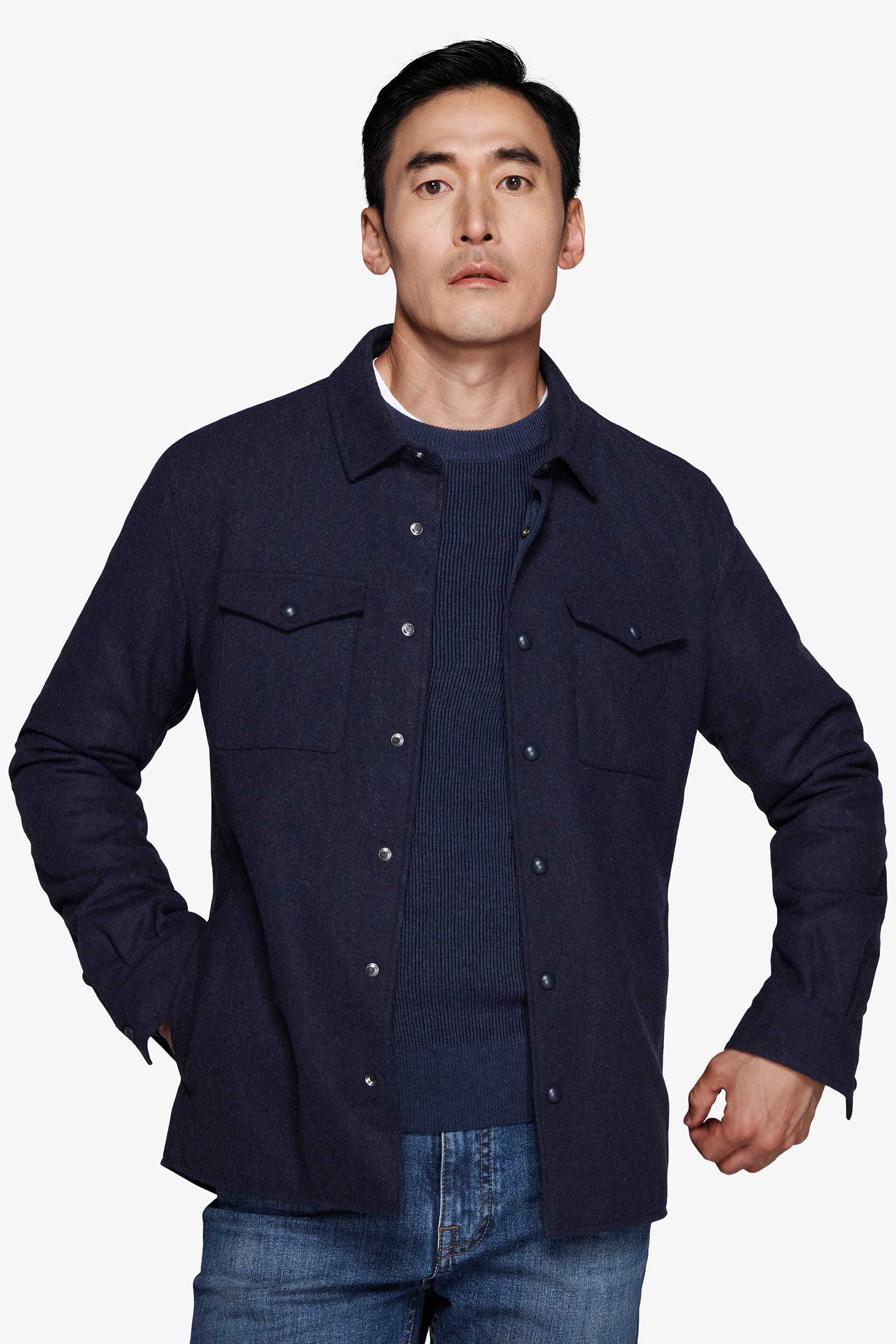 Overshirt effetto flanella melange avion-Dan John