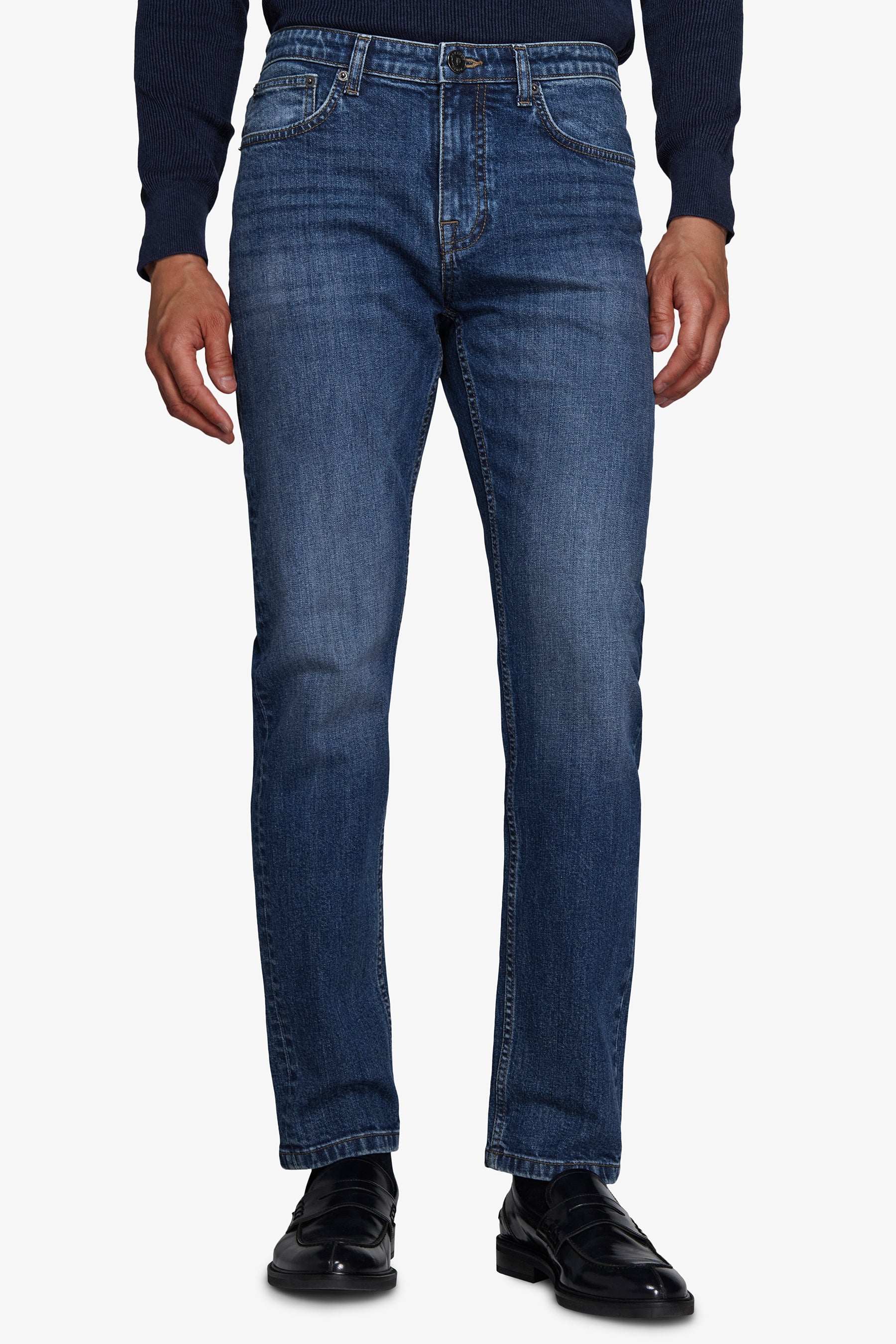 Pantalon en denim bleu moyen