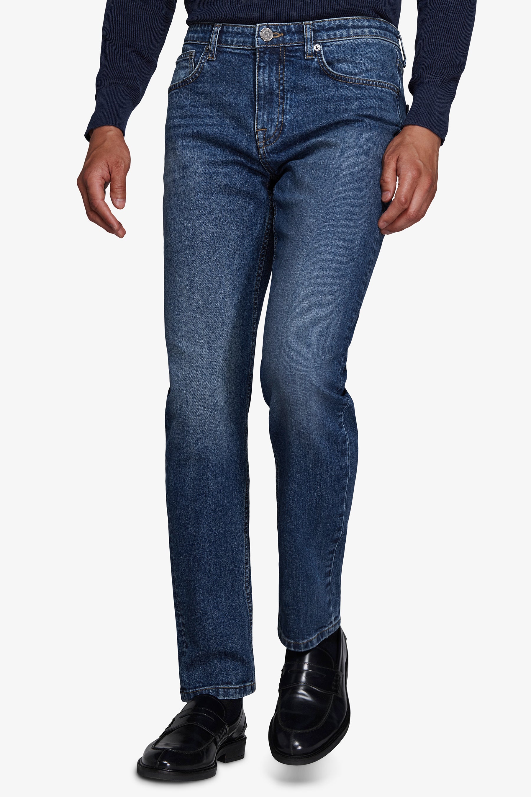 Pantaloni denim blu medio