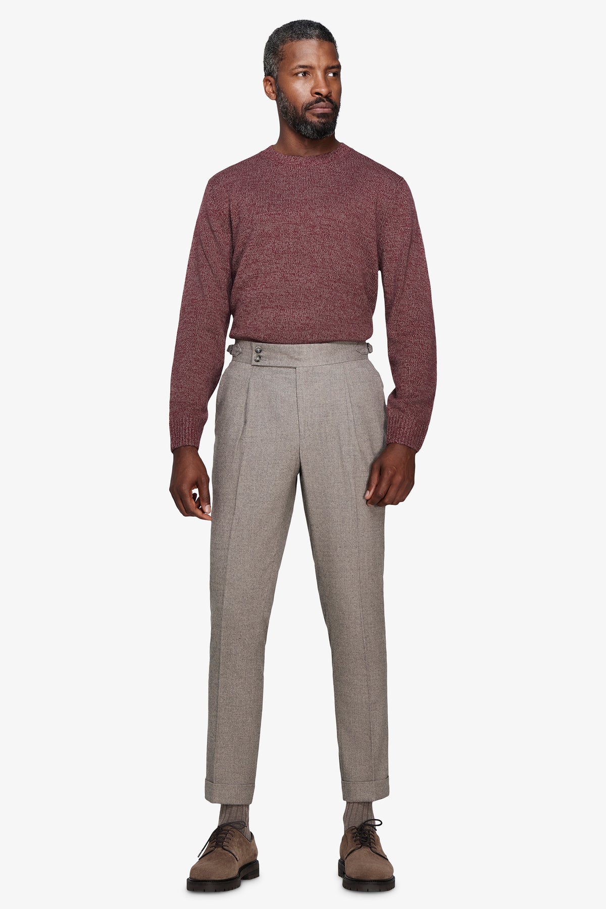 Maglia girocollo mouline' bordeaux