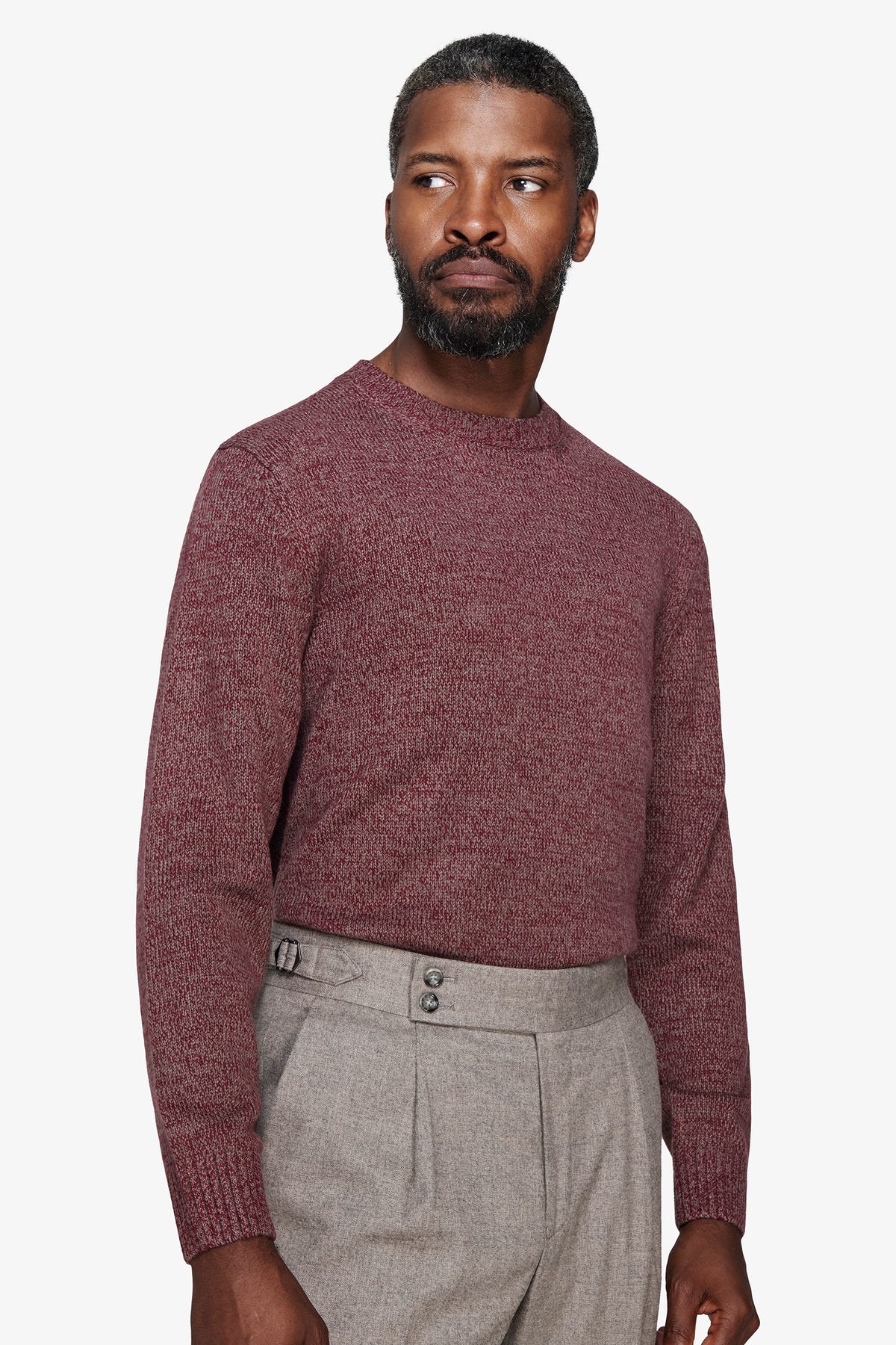 Maglia girocollo mouline' bordeaux