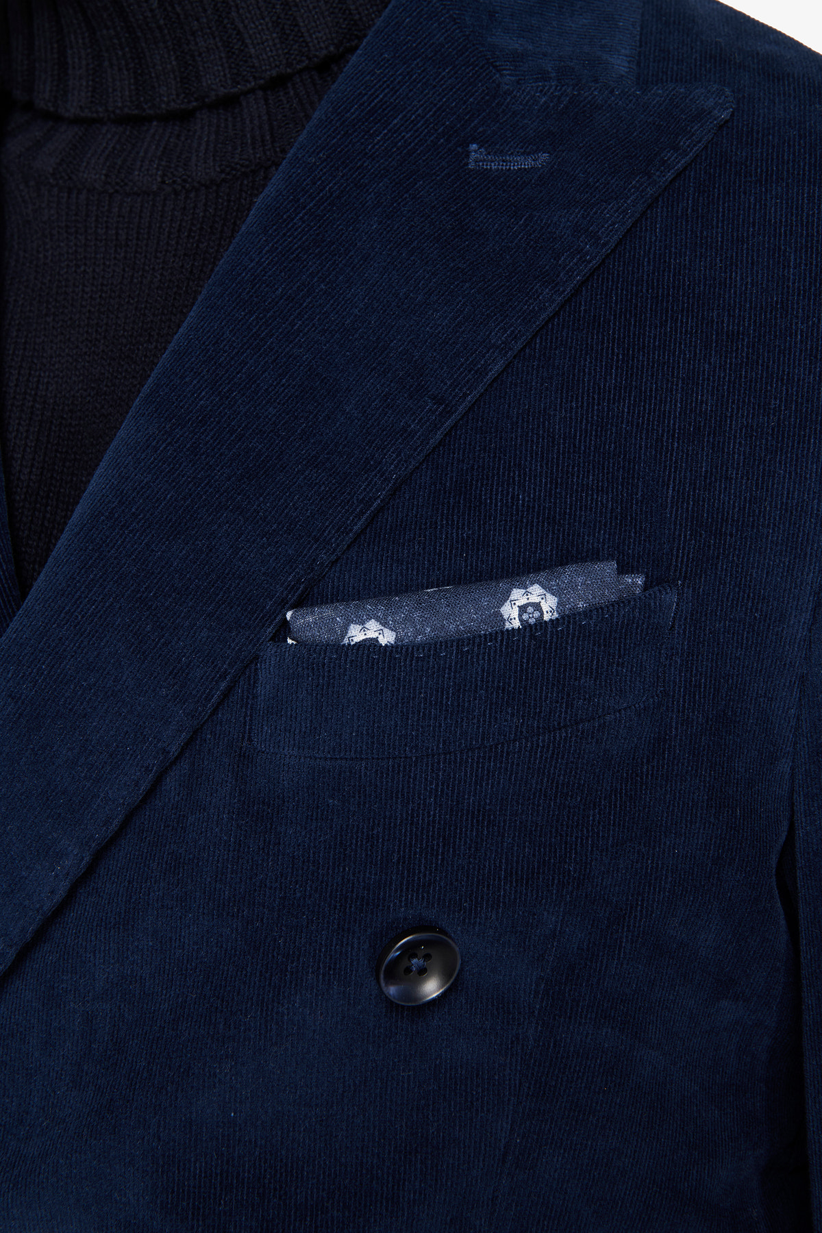 Giacca doppiopetto velluto millerighe denim