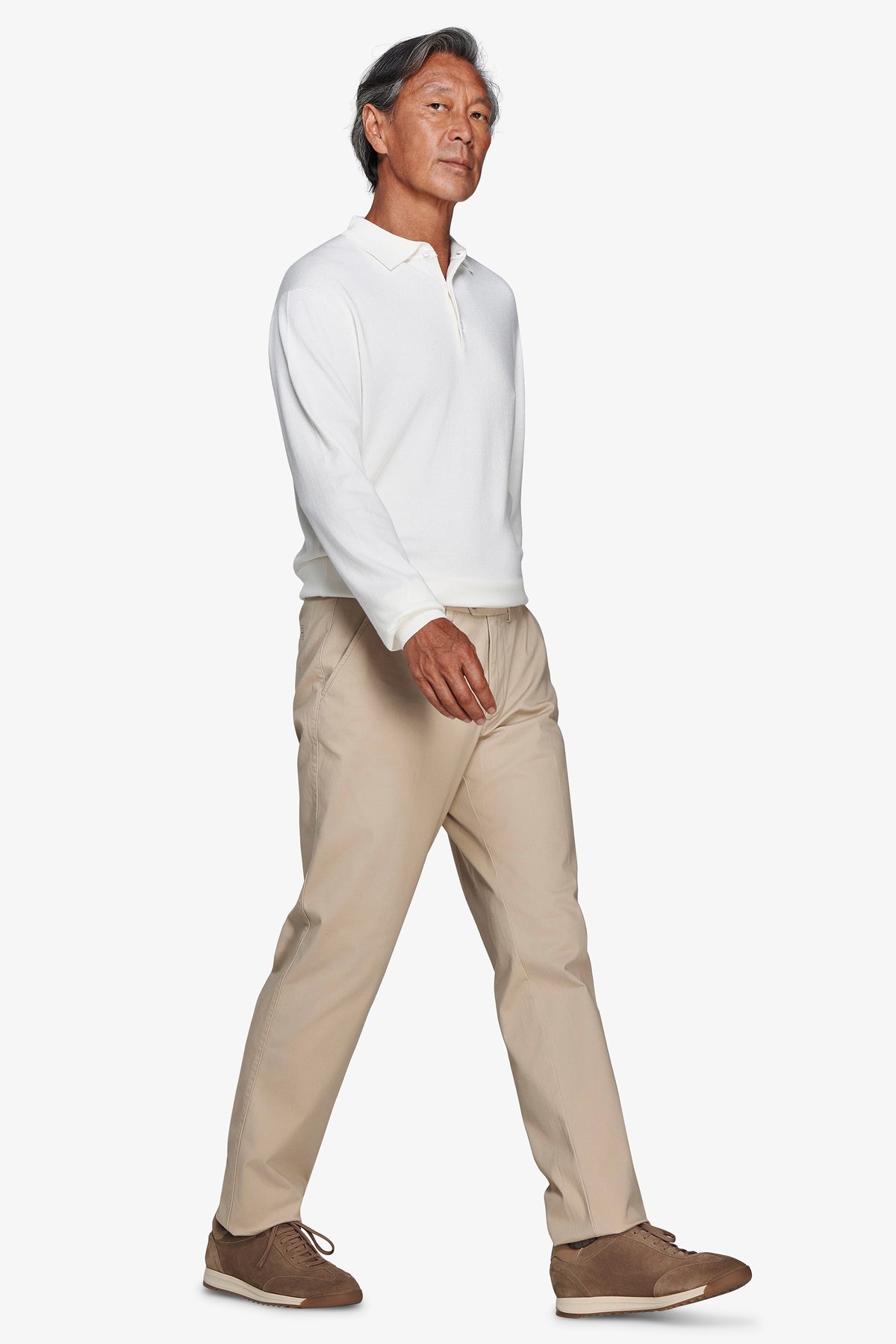 Polo in maglia con bottoni panna
