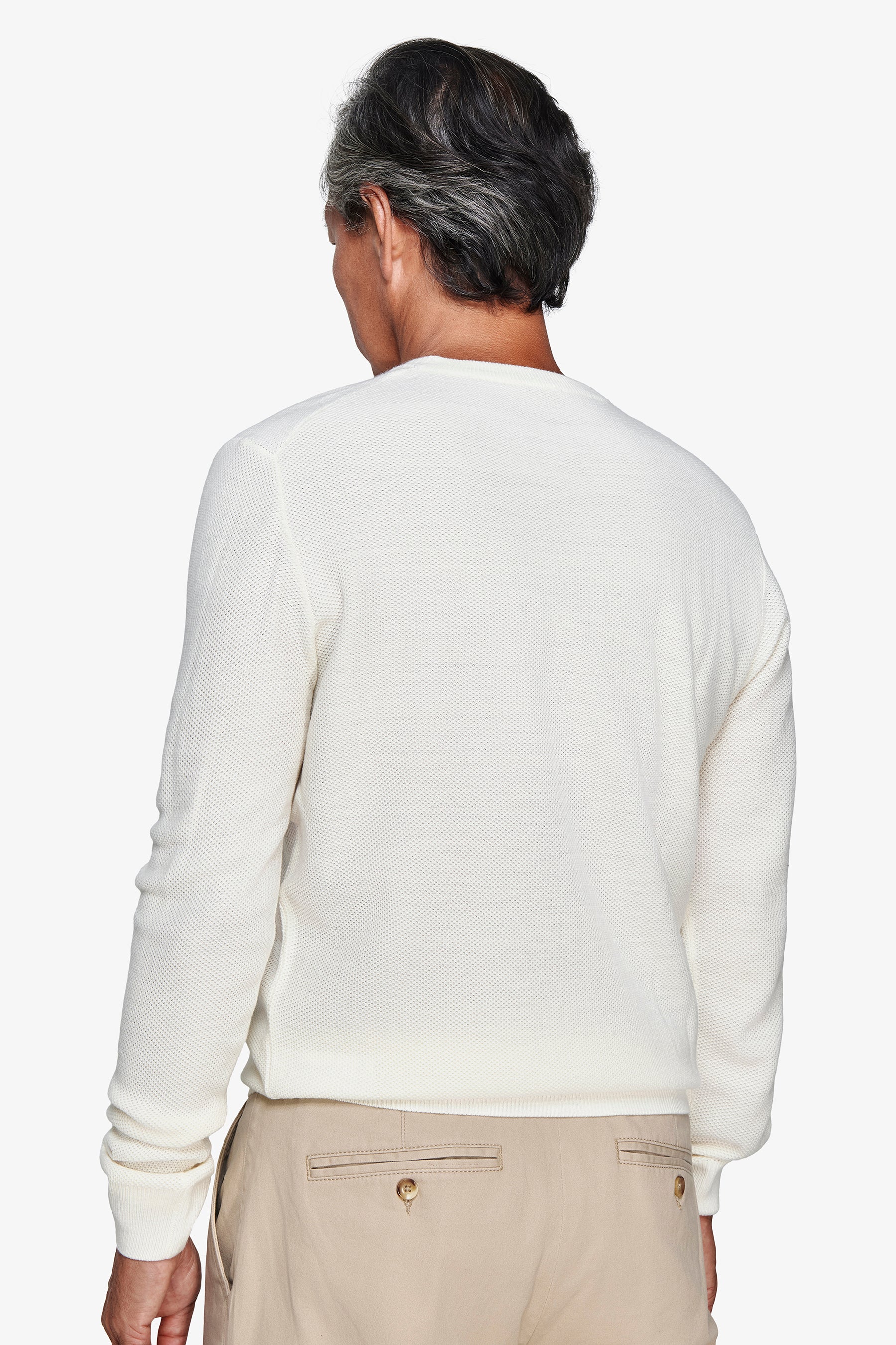Maglia girocollo chicco di riso panna