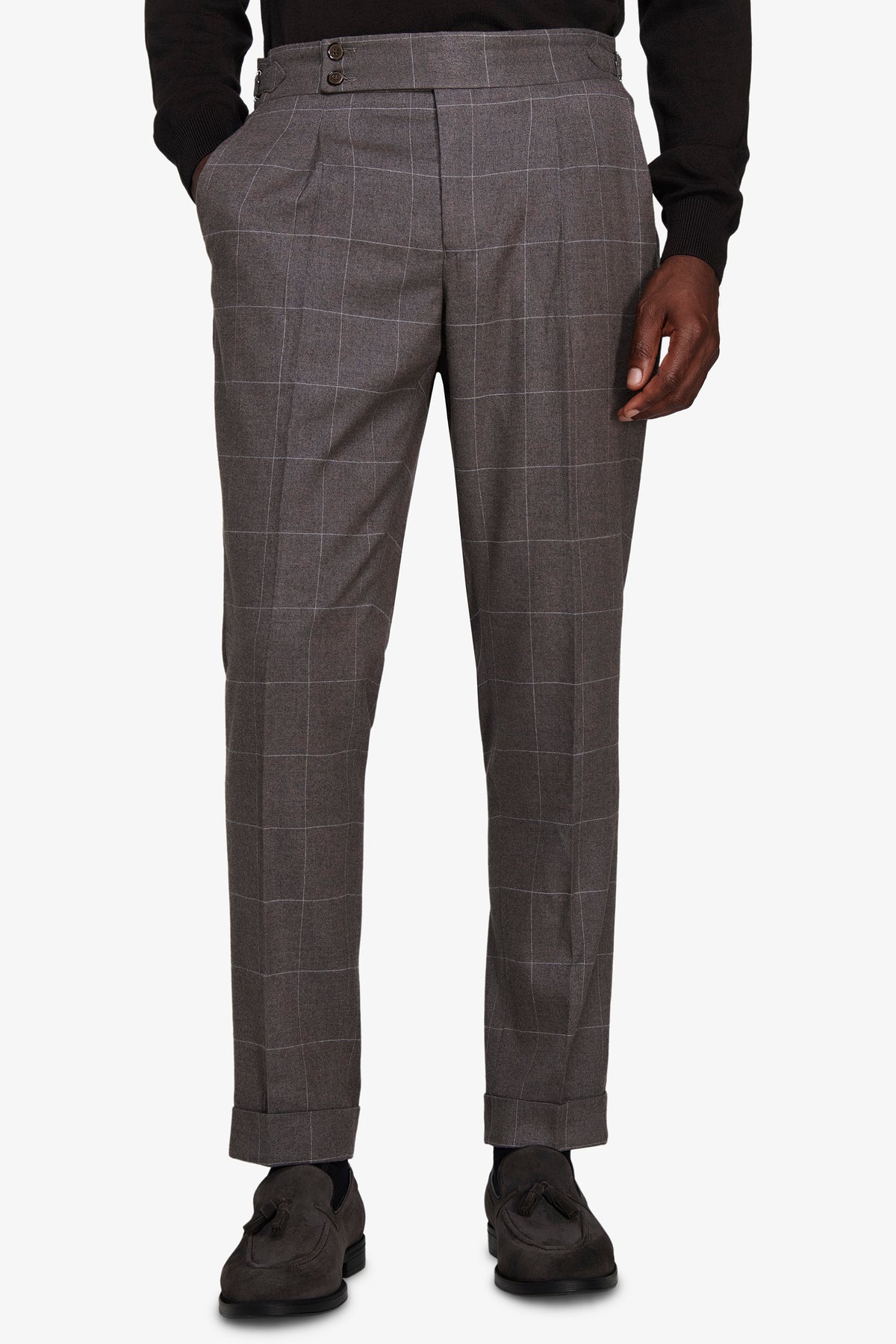 Pantaloni finestrati tortora