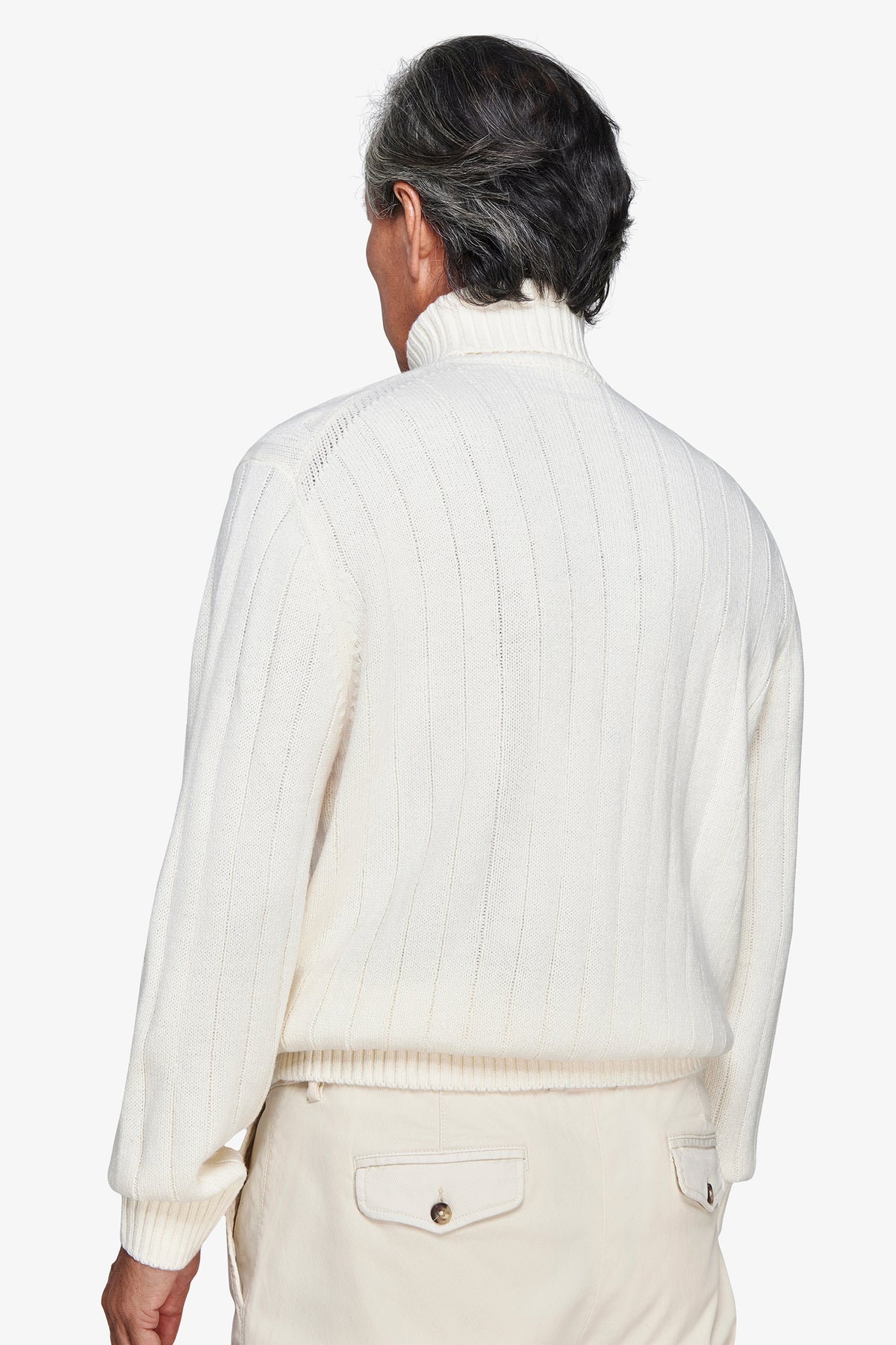 Maglia dolcevita treccia panna