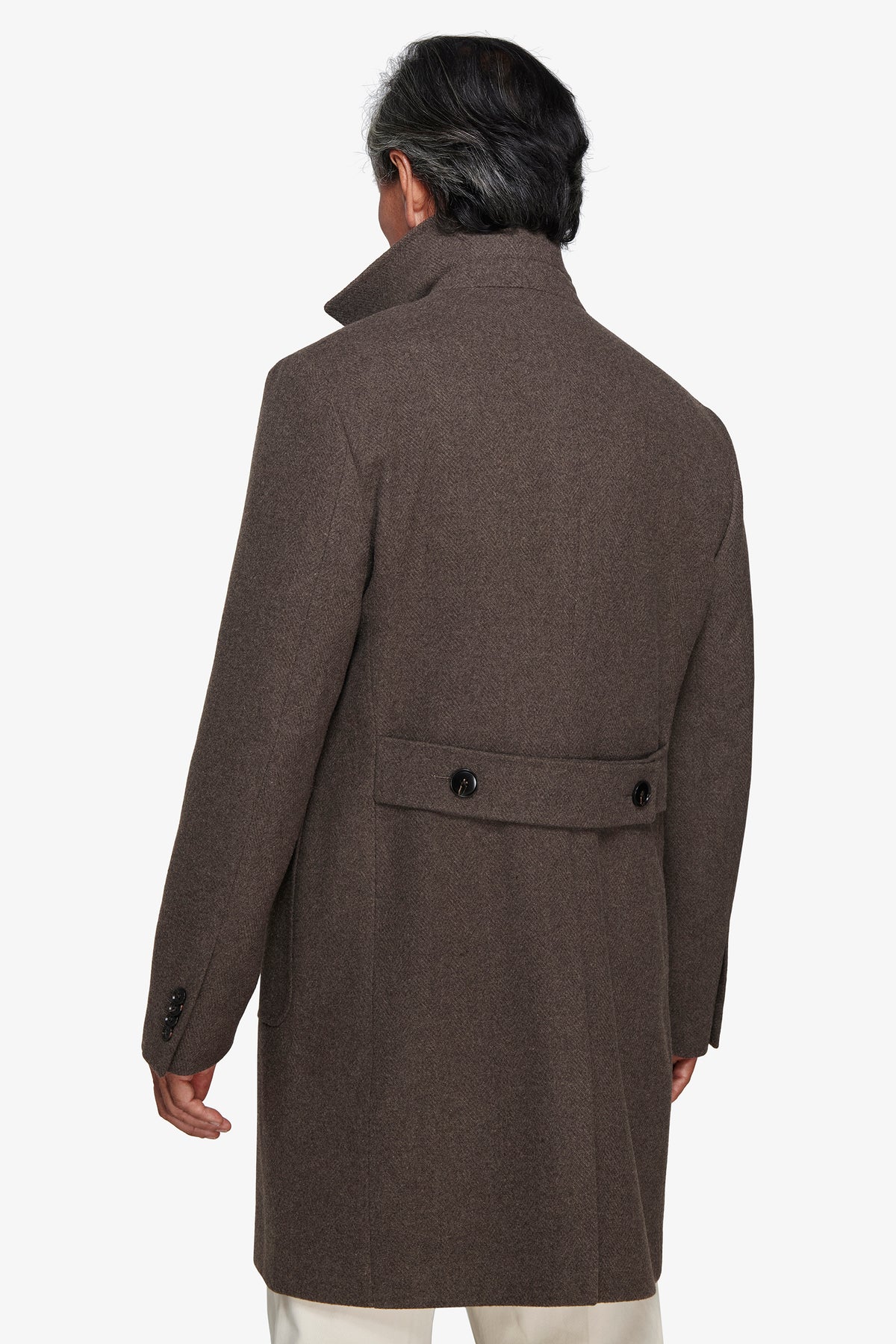 Cappotto doppiopetto Herringbone fango