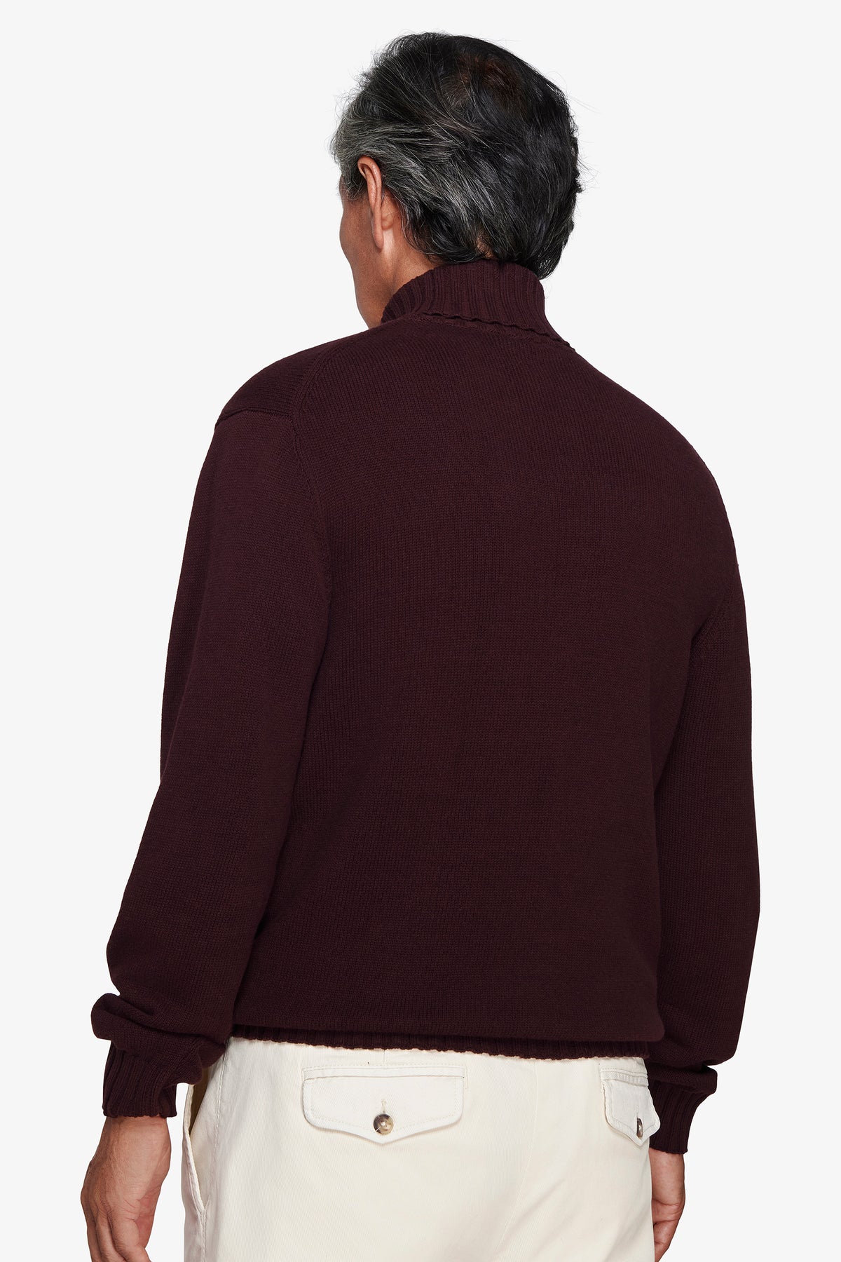 Maglia dolcevita rasata bordeaux