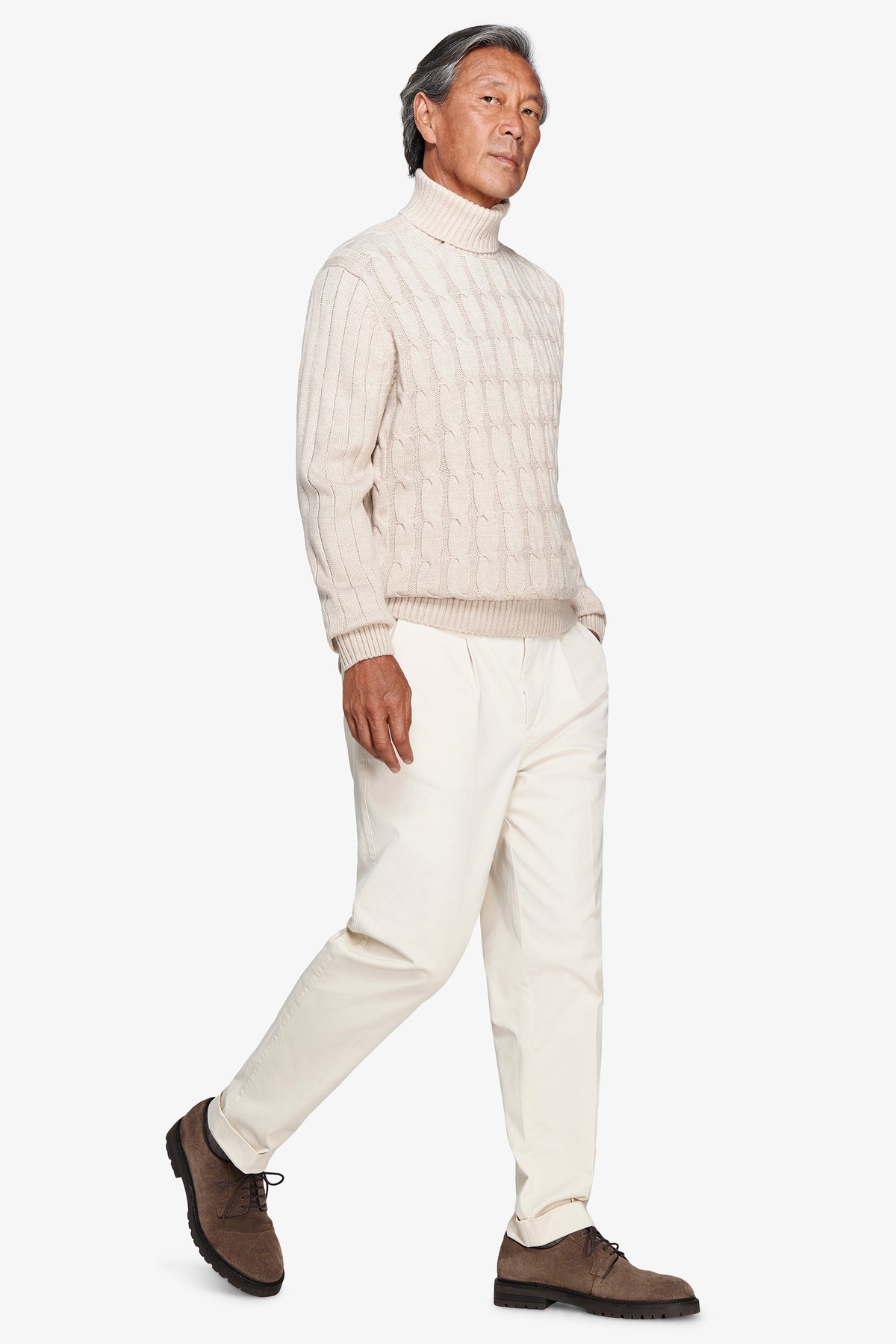 Maglia dolcevita treccia corda