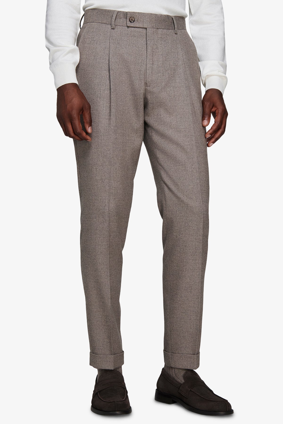 Pantaloni mano cardata tortora