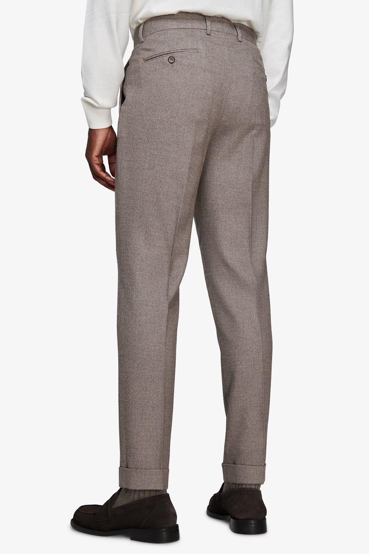 Pantaloni mano cardata tortora