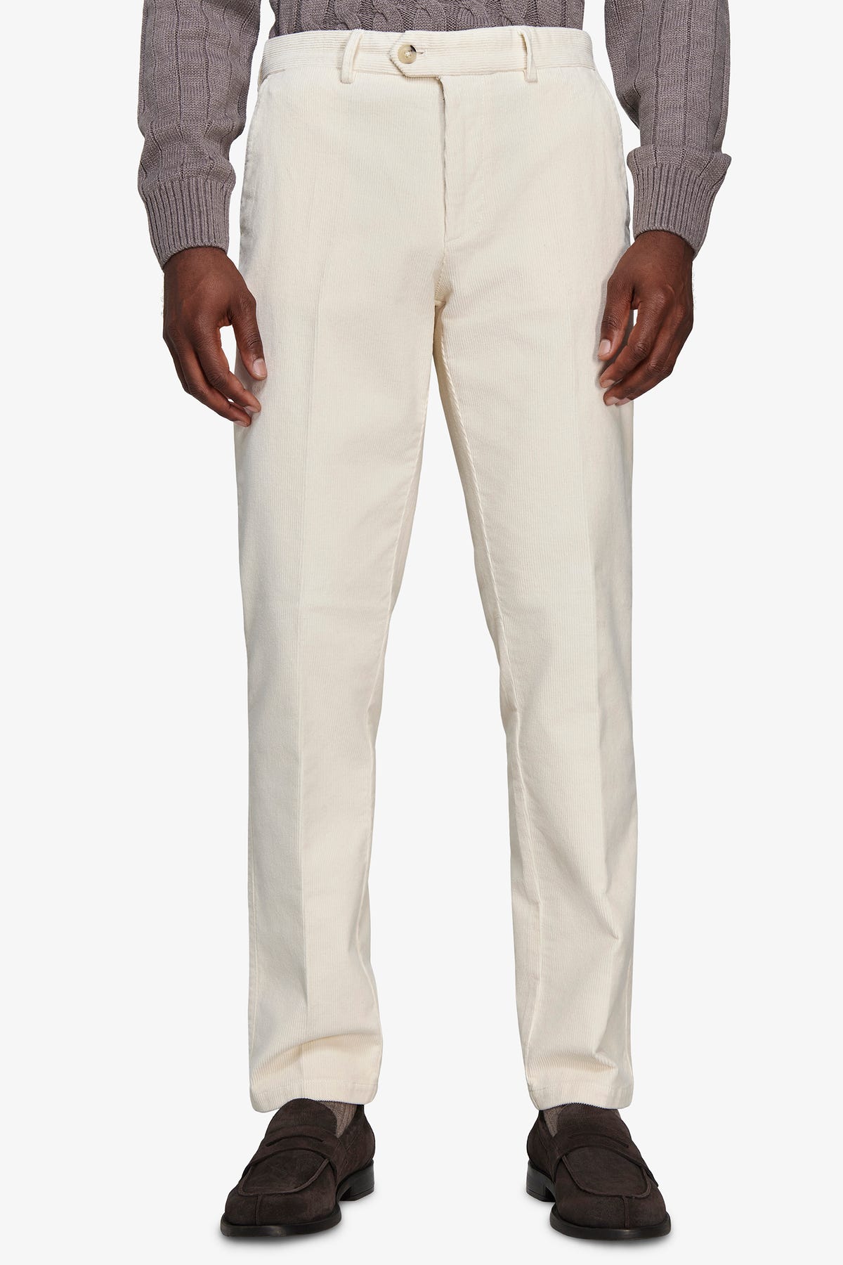 Pantaloni velluto millerighe regular bianchi