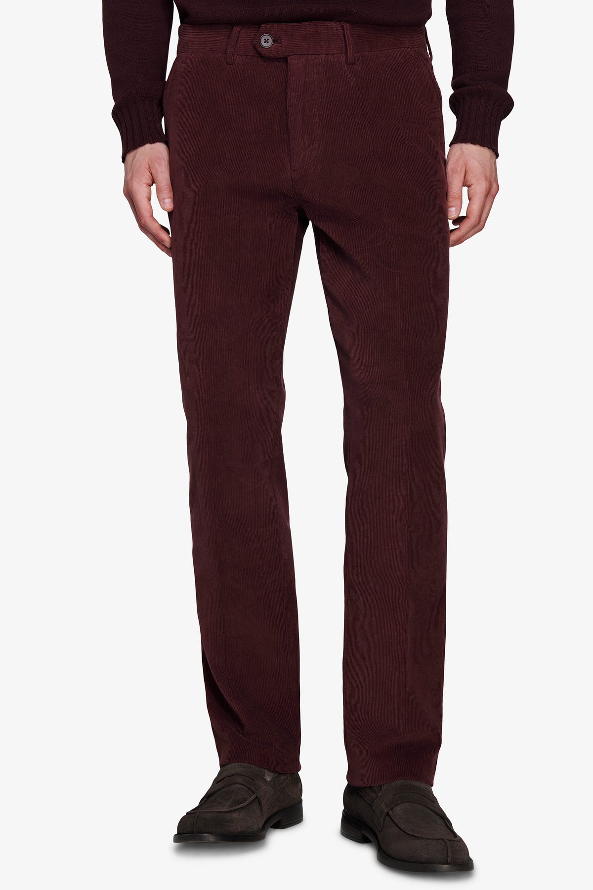 Pantaloni velluto millerighe regular bordeaux