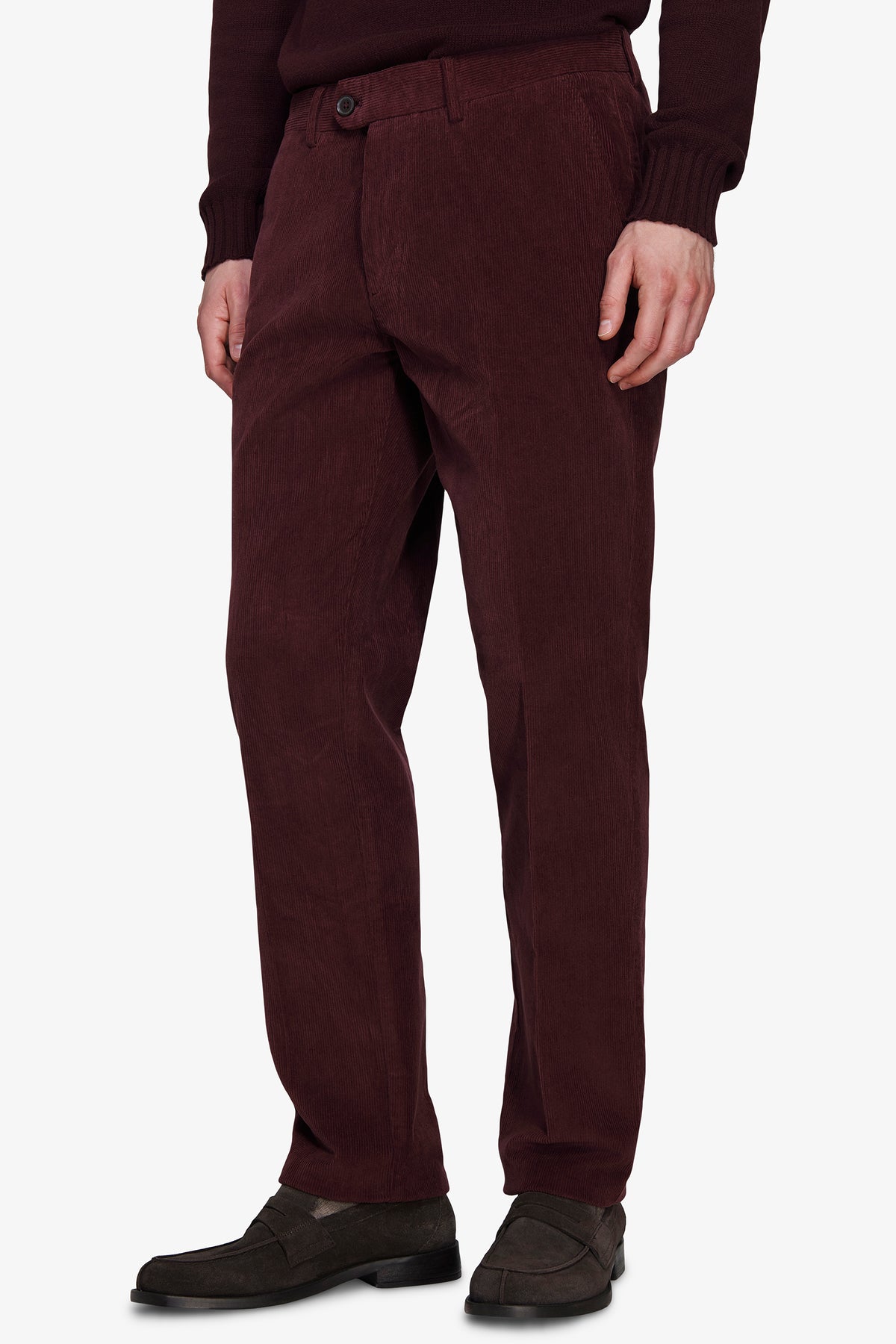 Pantaloni velluto millerighe regular bordeaux