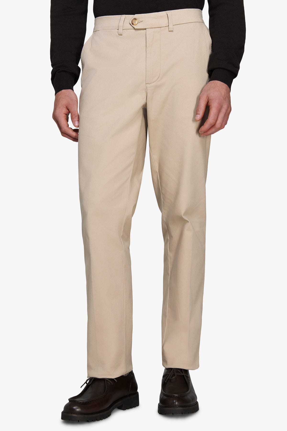 Pantaloni chino gabardina regular cream
