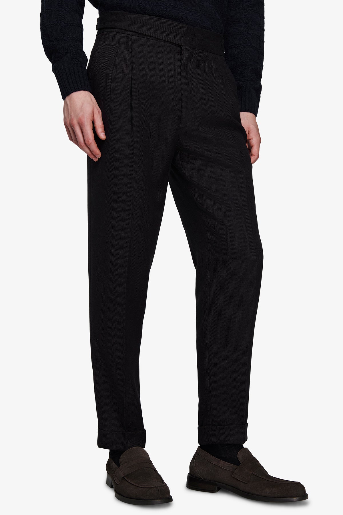 Pantaloni doppia pinces straight "Contemporary" moro
