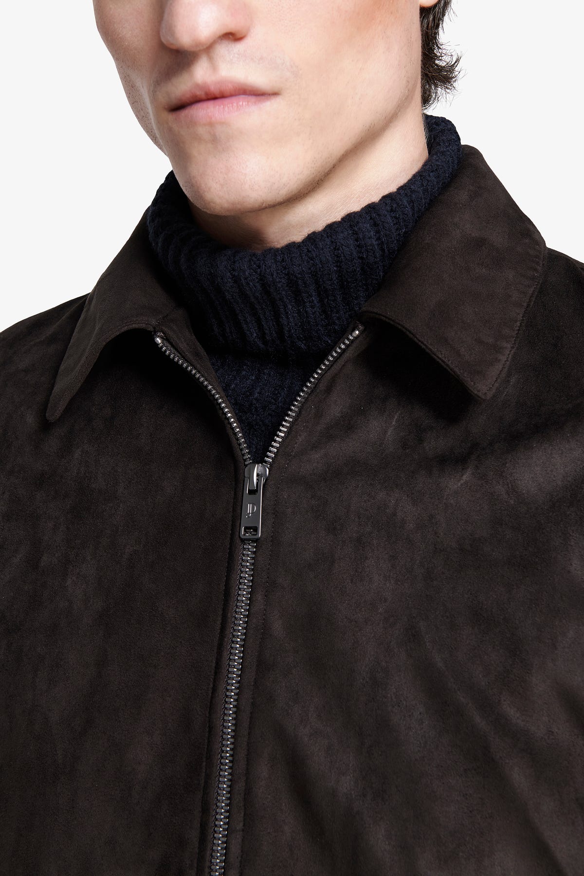 Giubbotto corto collo camicia moro