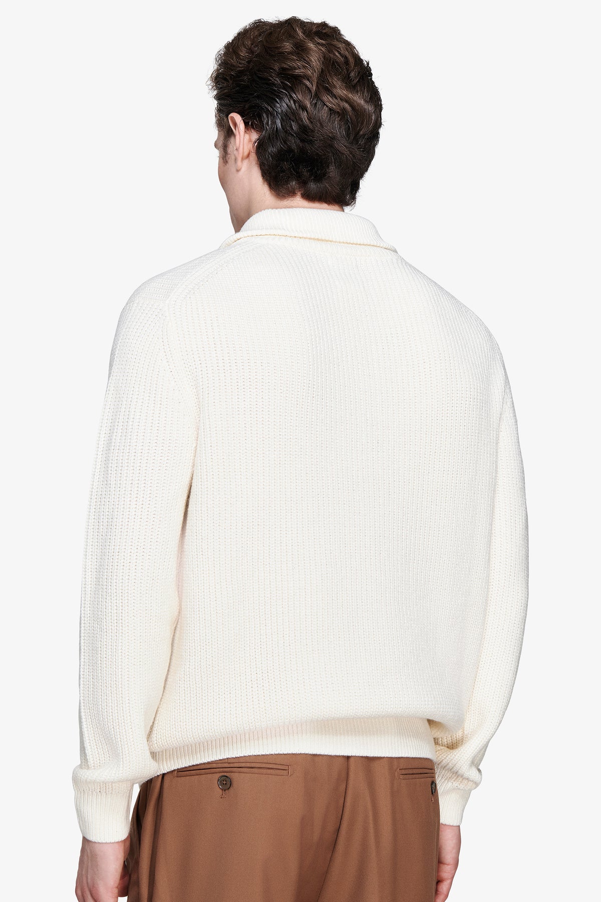 Maglia half zip panna "Volume"
