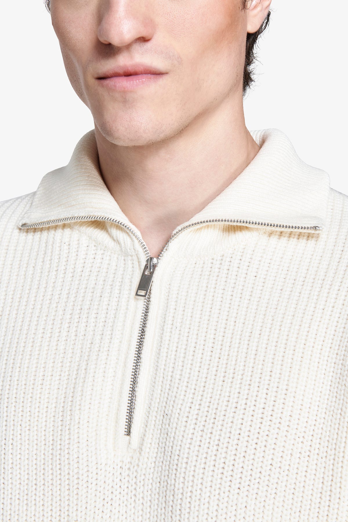 Maglia half zip panna "Volume"