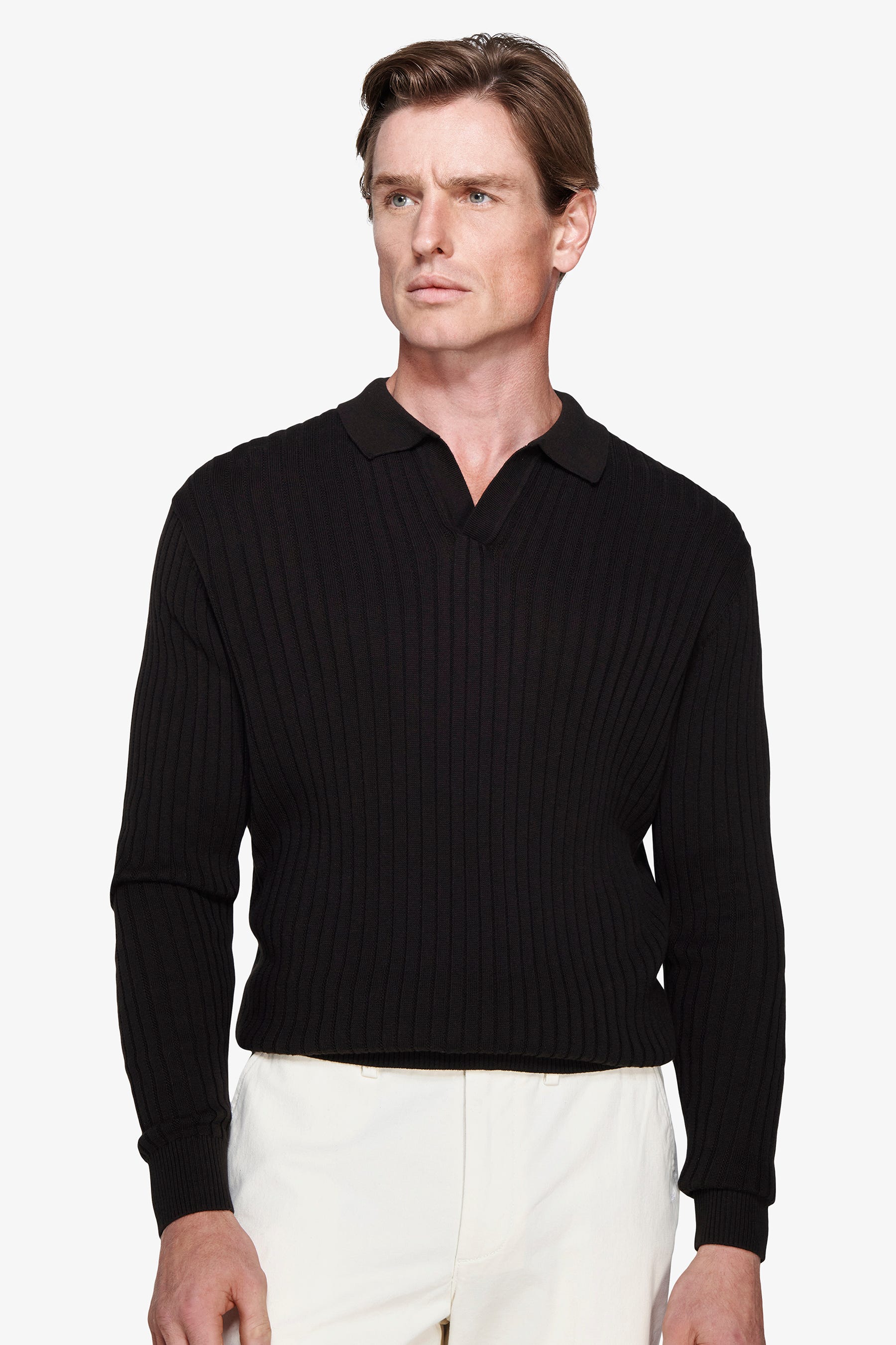 Polo in maglia costa piatta moro