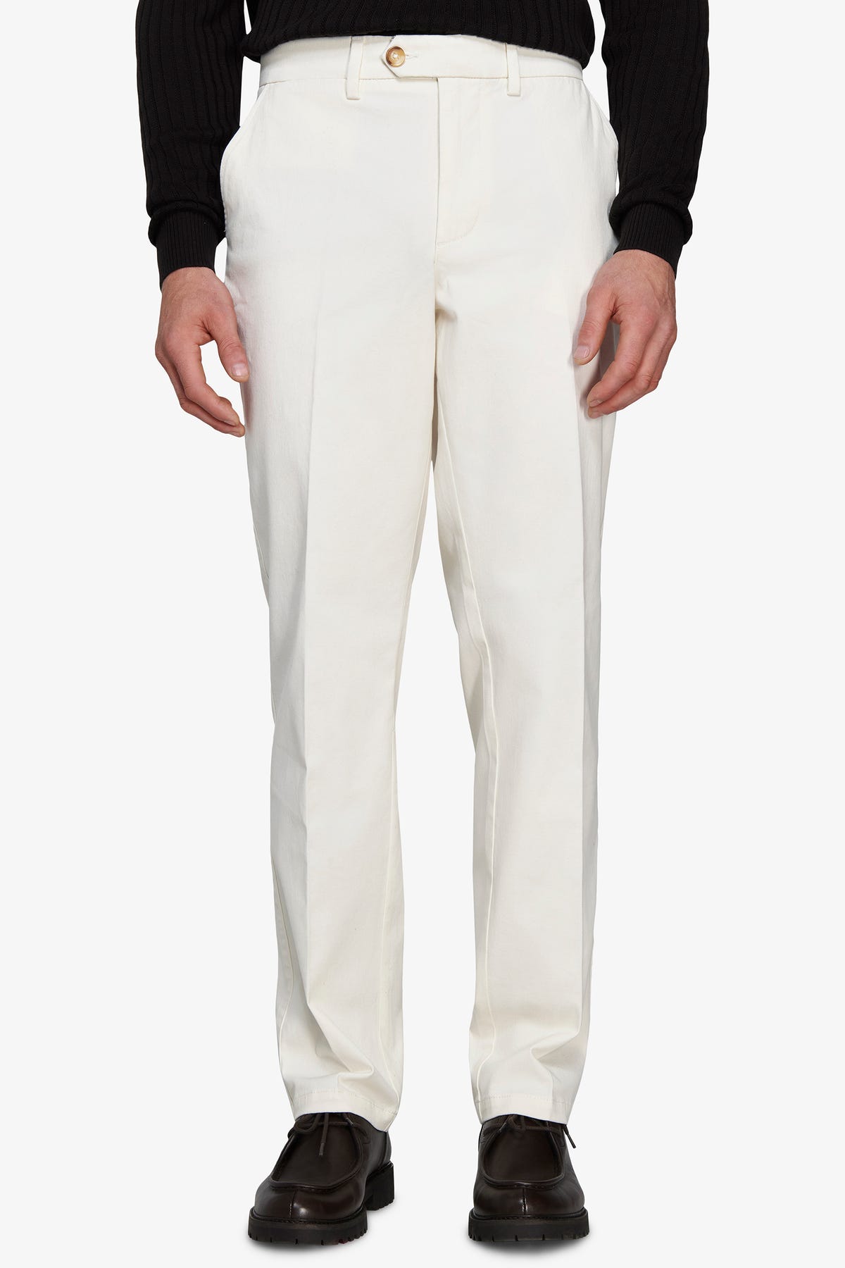 Pantaloni chino gabardina regular bianchi