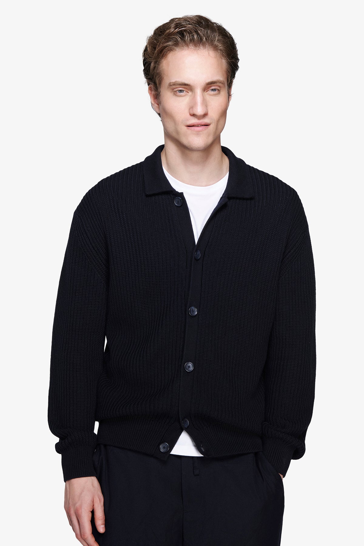 Giacca in maglia blu "Volume"