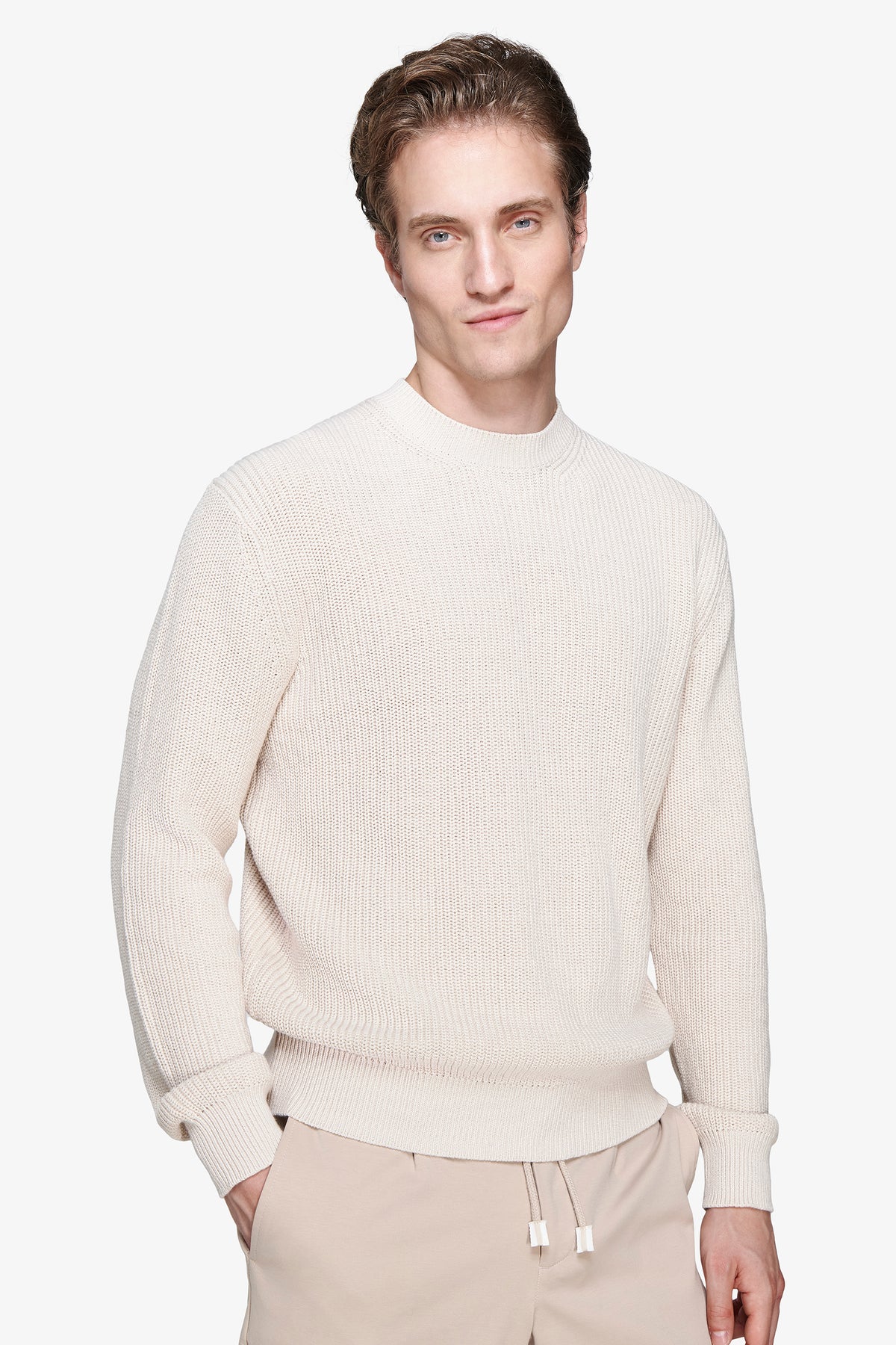 Maglia girocollo costa inglese mastice